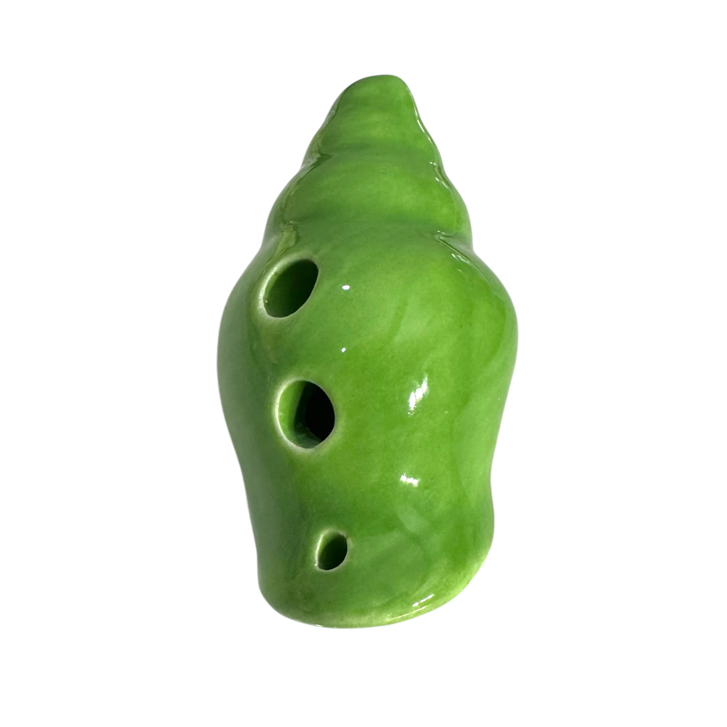 Handcrafted Green Seashell Ceramic Ocarina – Musical Instrument - Image 2