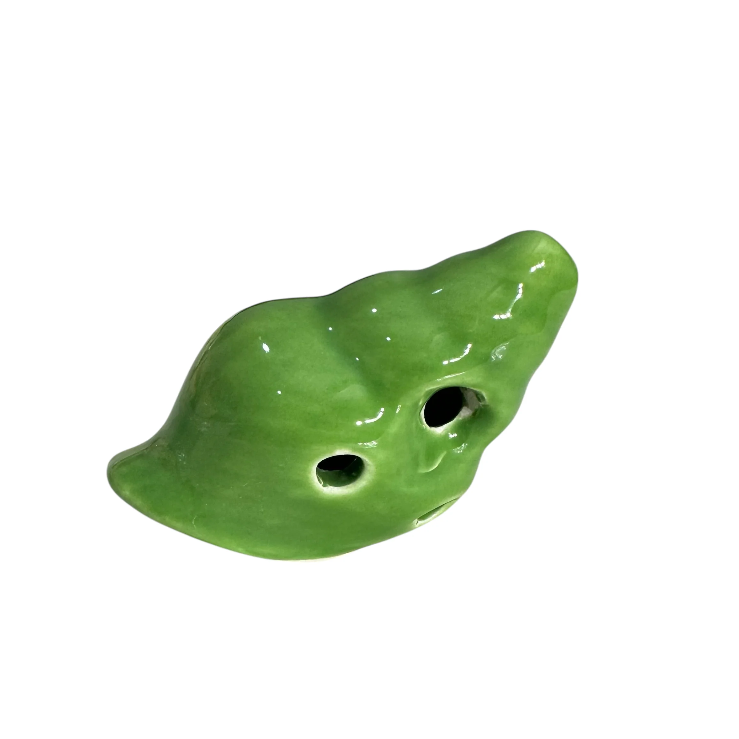 Handcrafted Green Seashell Ceramic Ocarina – Musical Instrument - Image 3