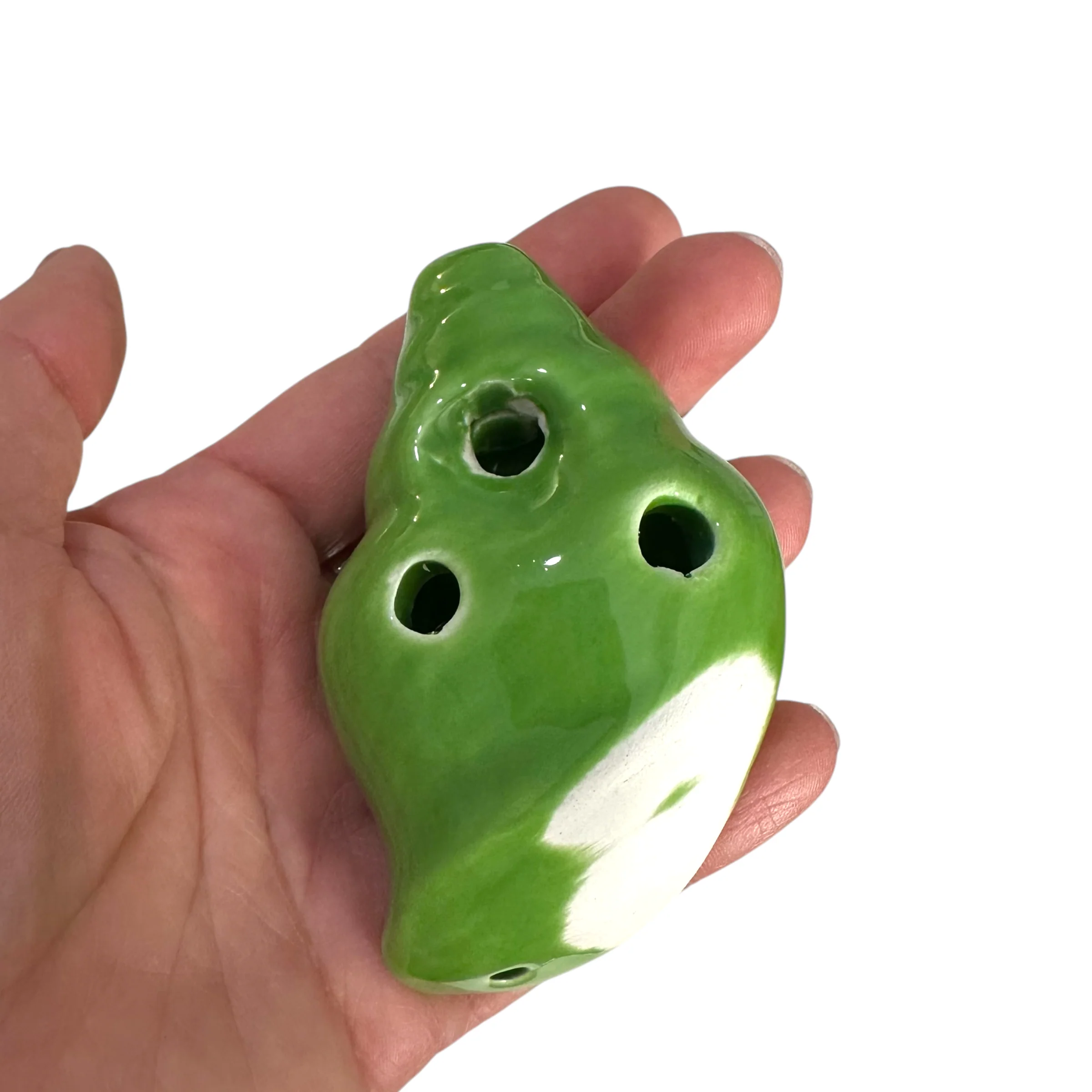 Handcrafted Green Seashell Ceramic Ocarina – Musical Instrument - Image 6