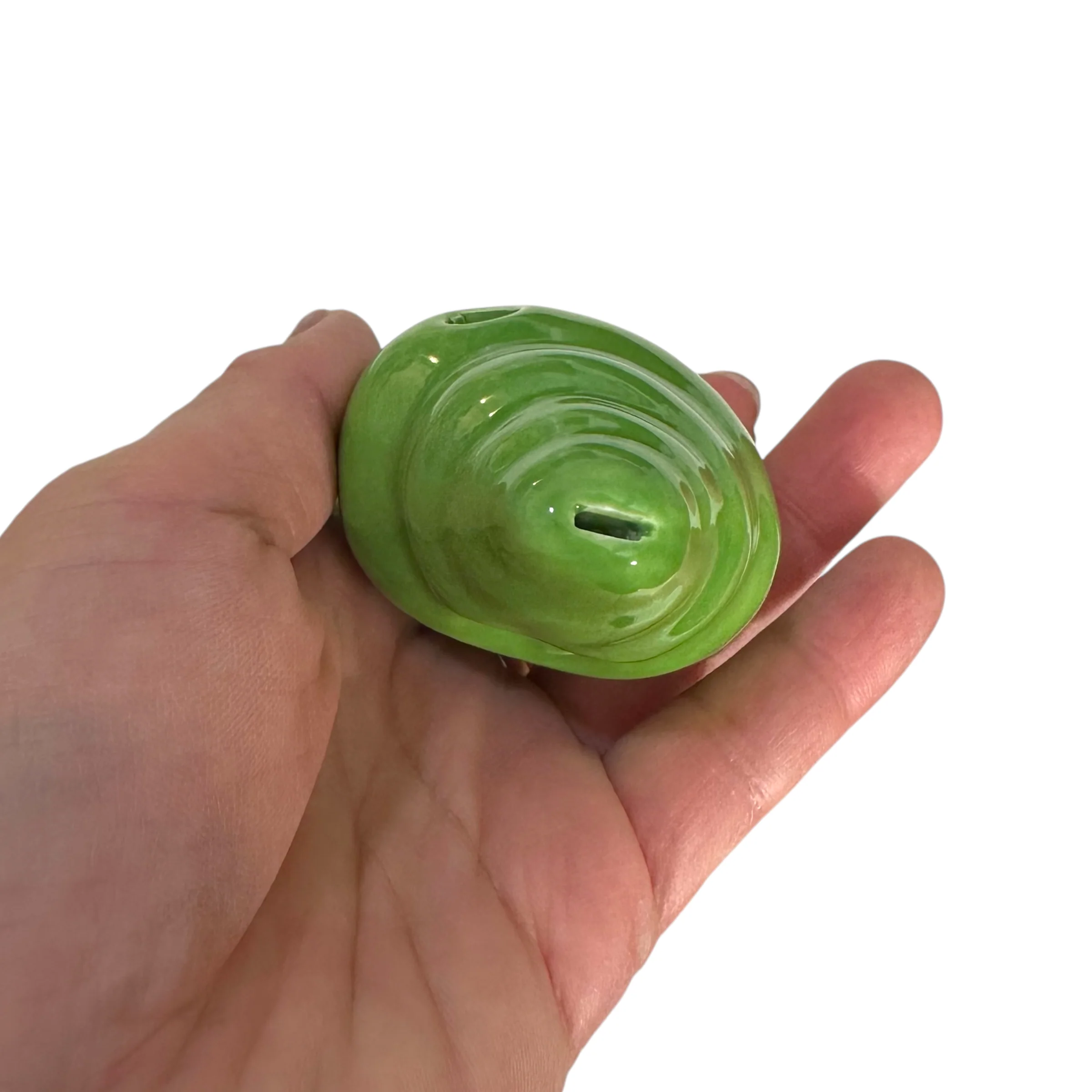 Handcrafted Green Seashell Ceramic Ocarina – Musical Instrument - Image 7