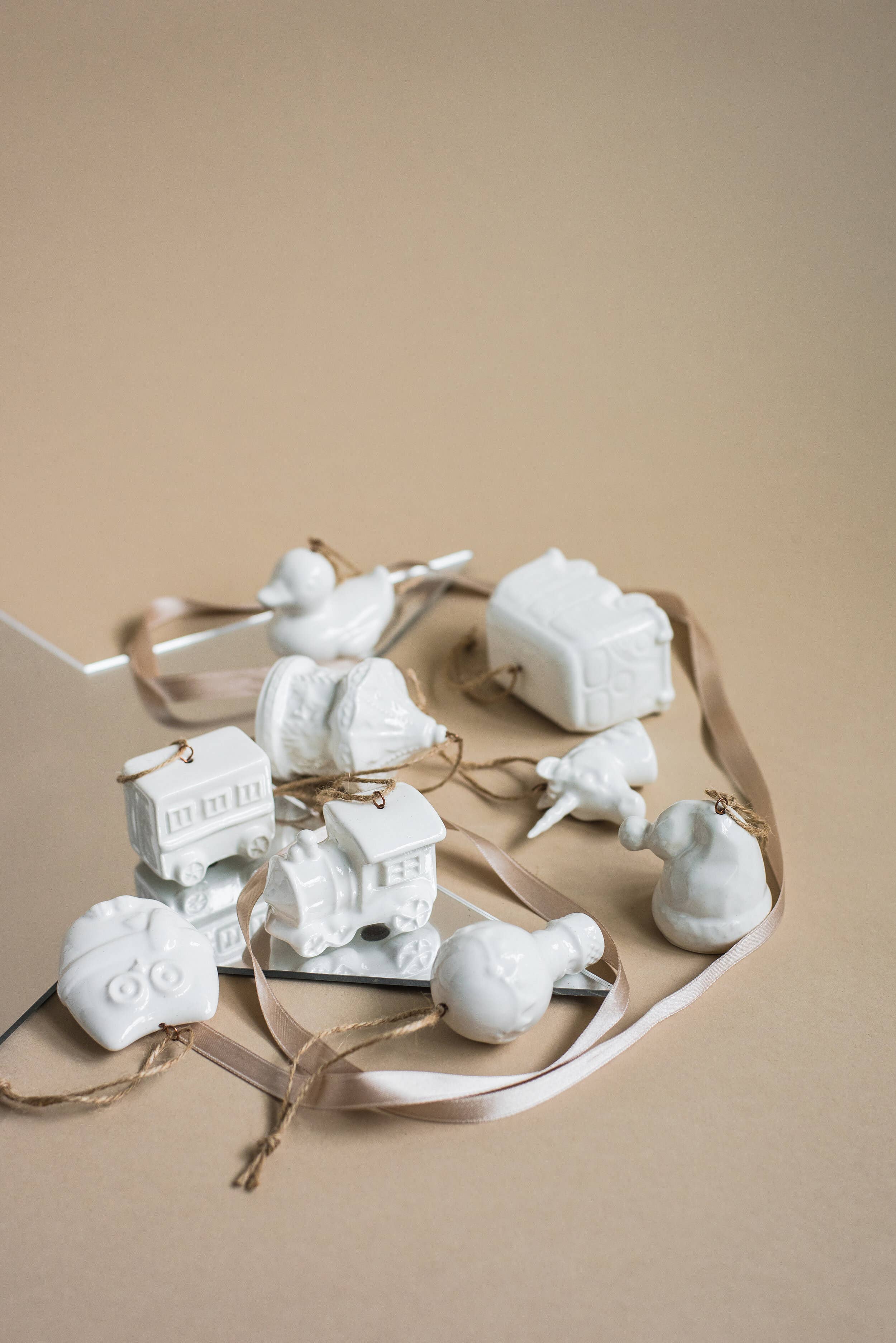 Handmade Porcelain Christmas Ornaments: Mini Bus - Image 2