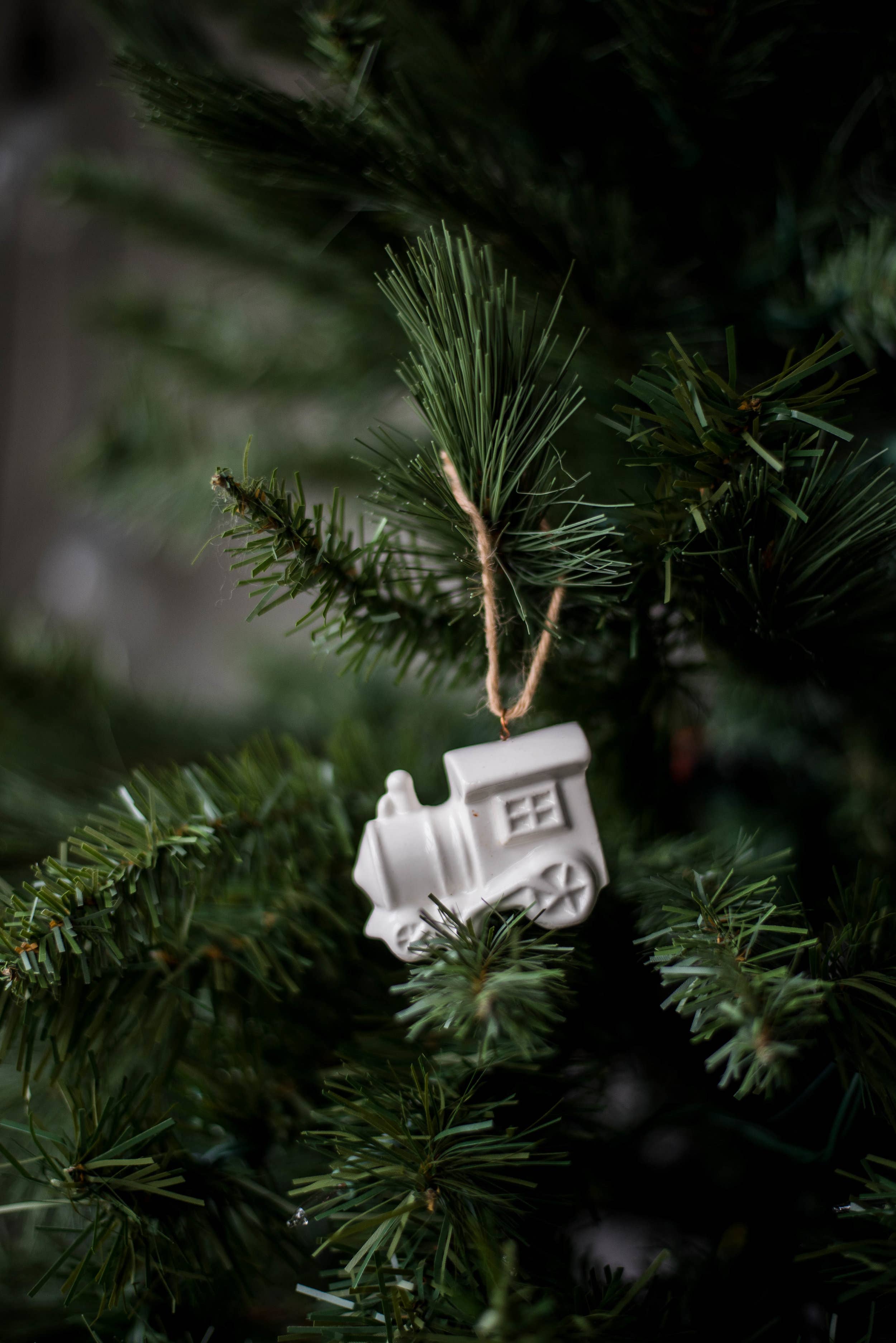 Handmade Porcelain Christmas Ornaments: Train Car - Image 7