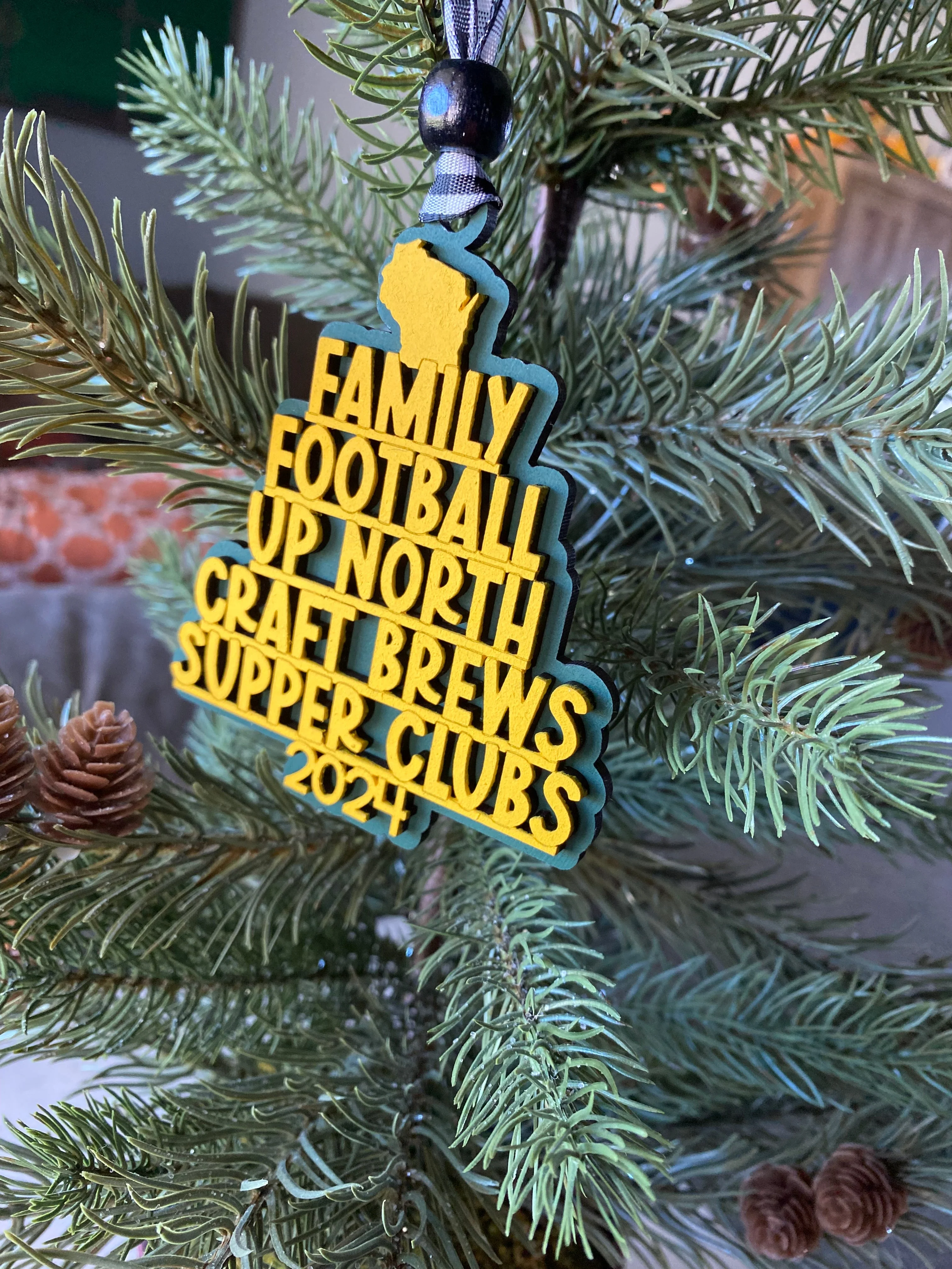 Handmade Wisconsin favorite things word ornament - green - Image 3
