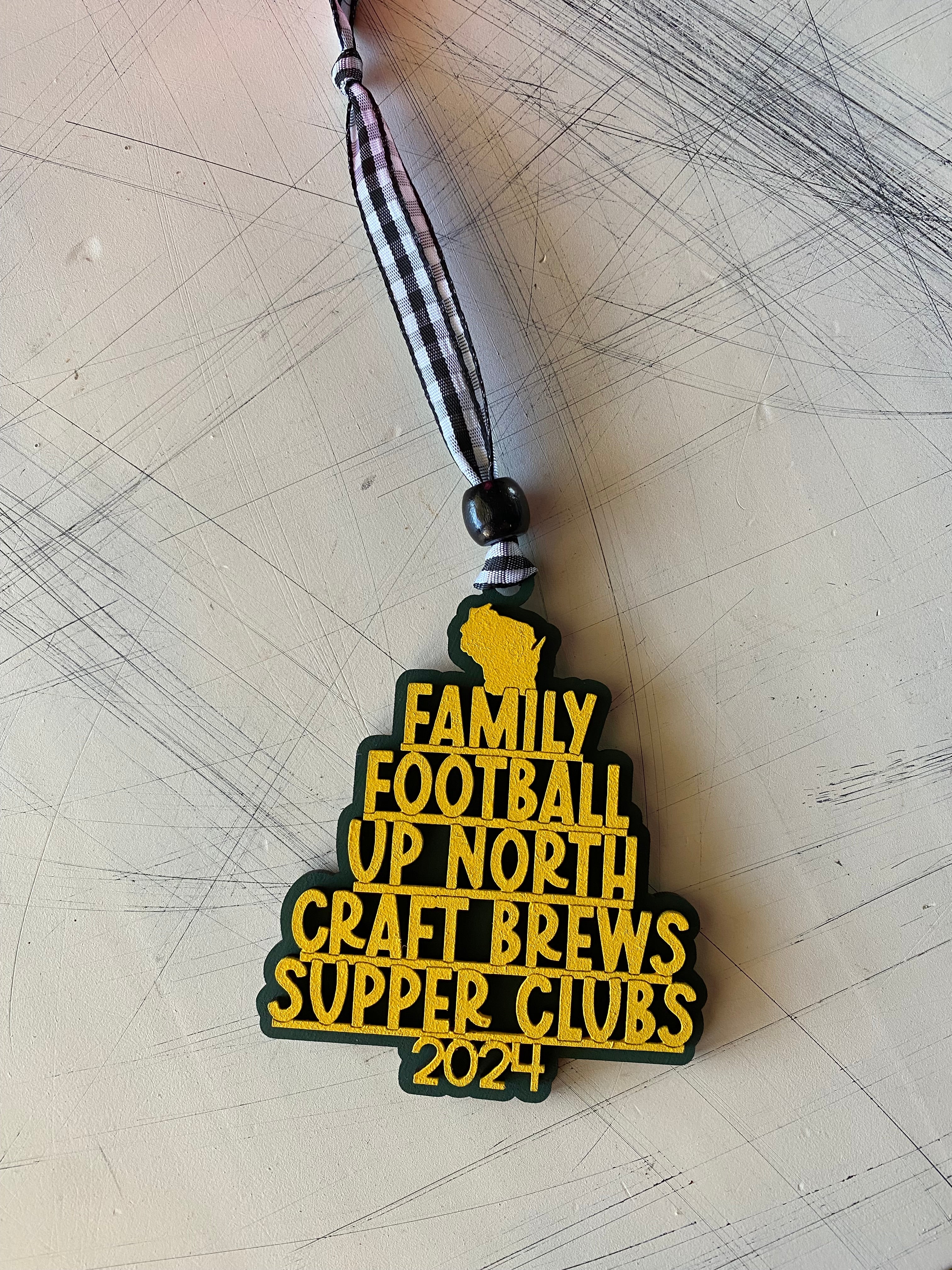 Handmade Wisconsin favorite things word ornament - green - Image 5