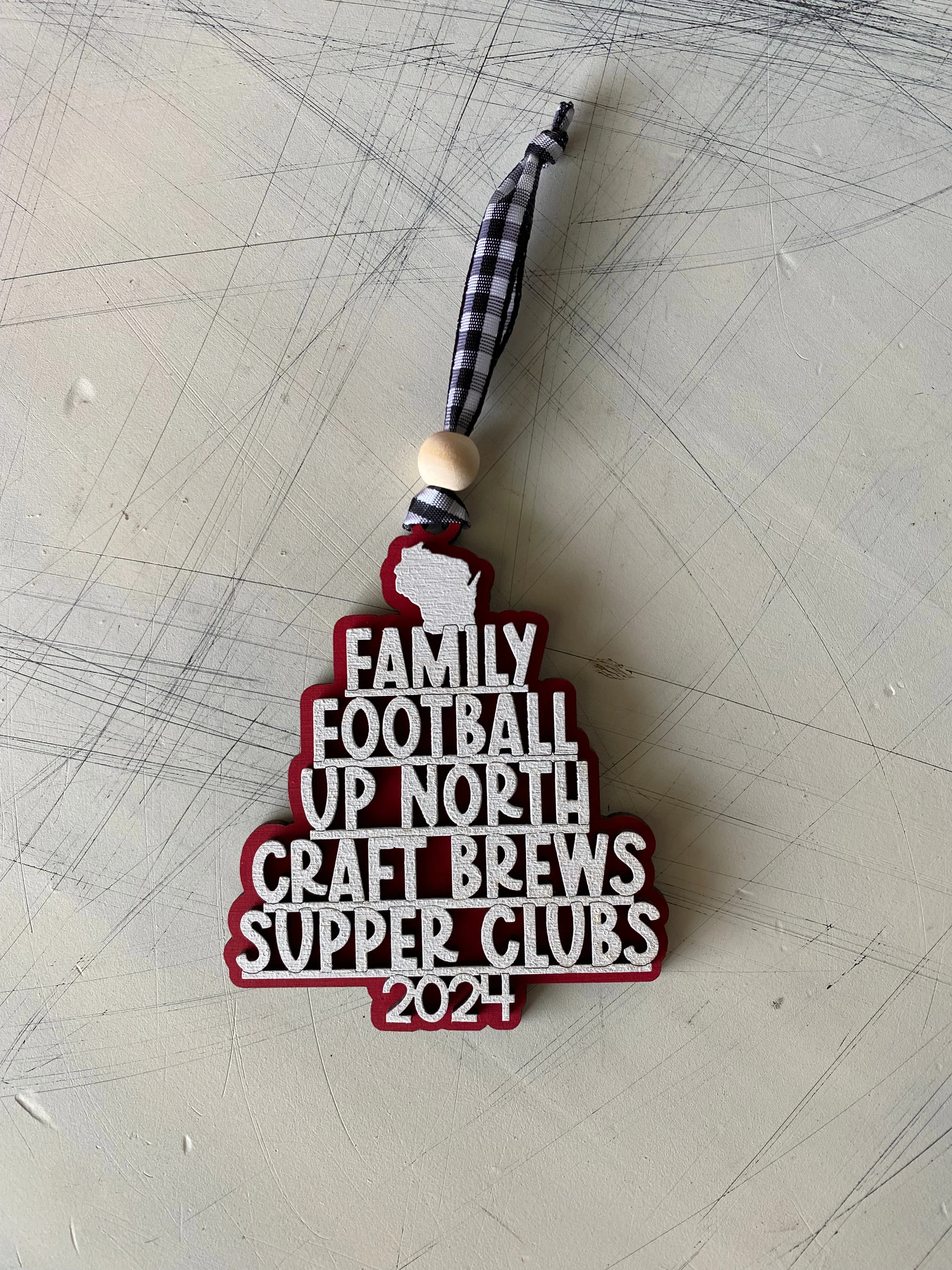 Handmade Wisconsin favorite things word ornament - red - Image 4
