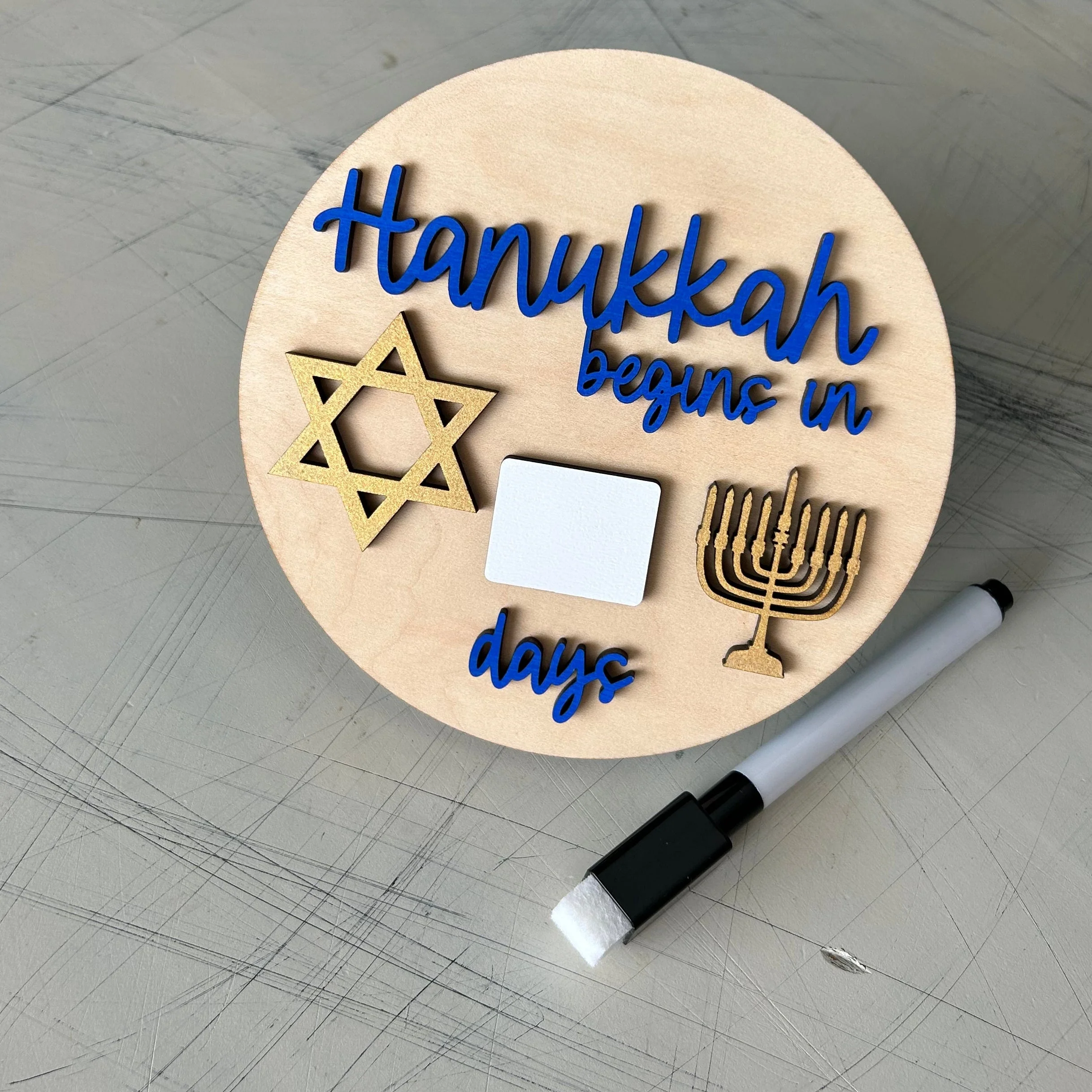 Hanukkah begins in … days - Hanukkah Countdown Sign with Dry Erase - Image 2