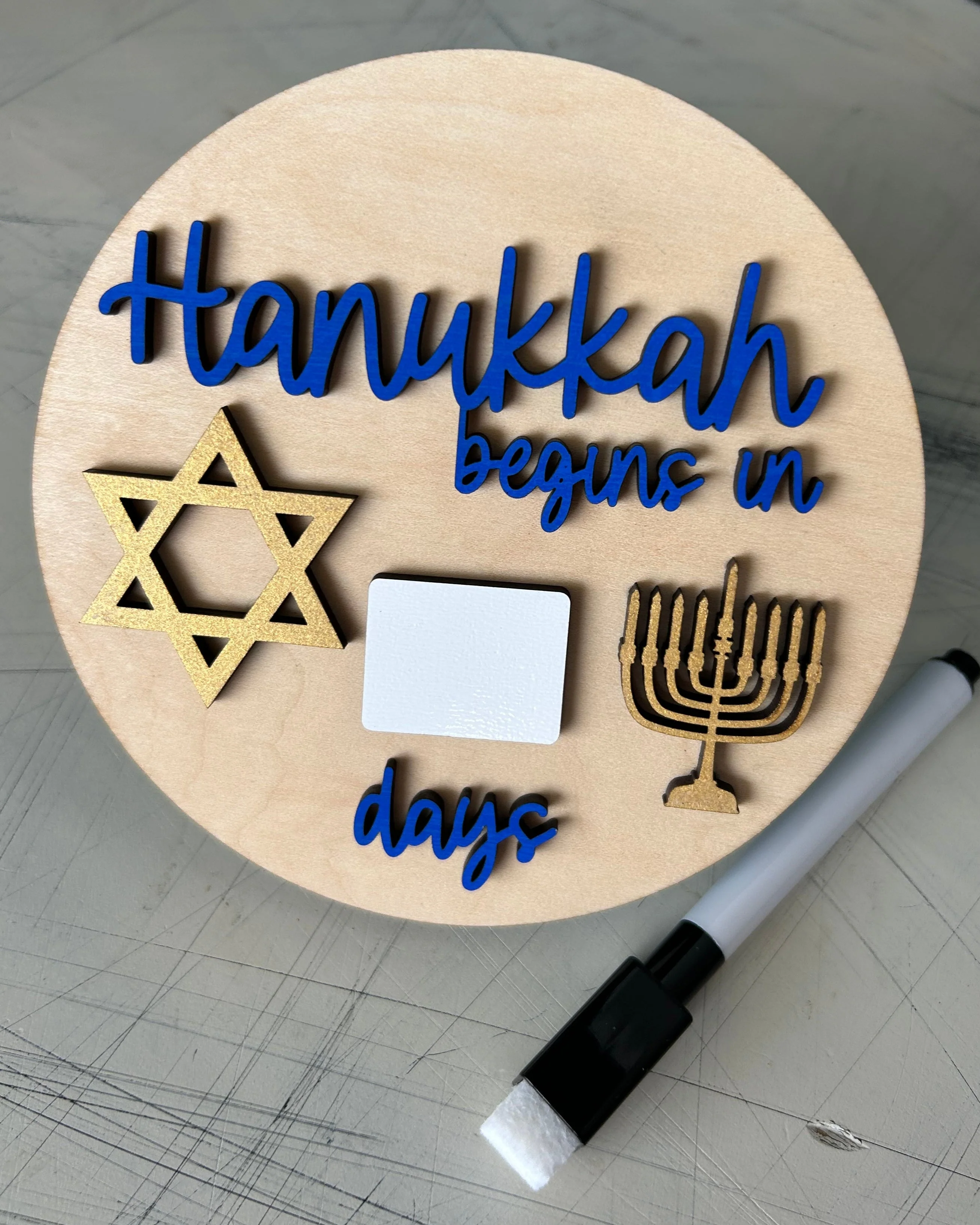 Hanukkah begins in … days - Hanukkah Countdown Sign with Dry Erase - Image 3