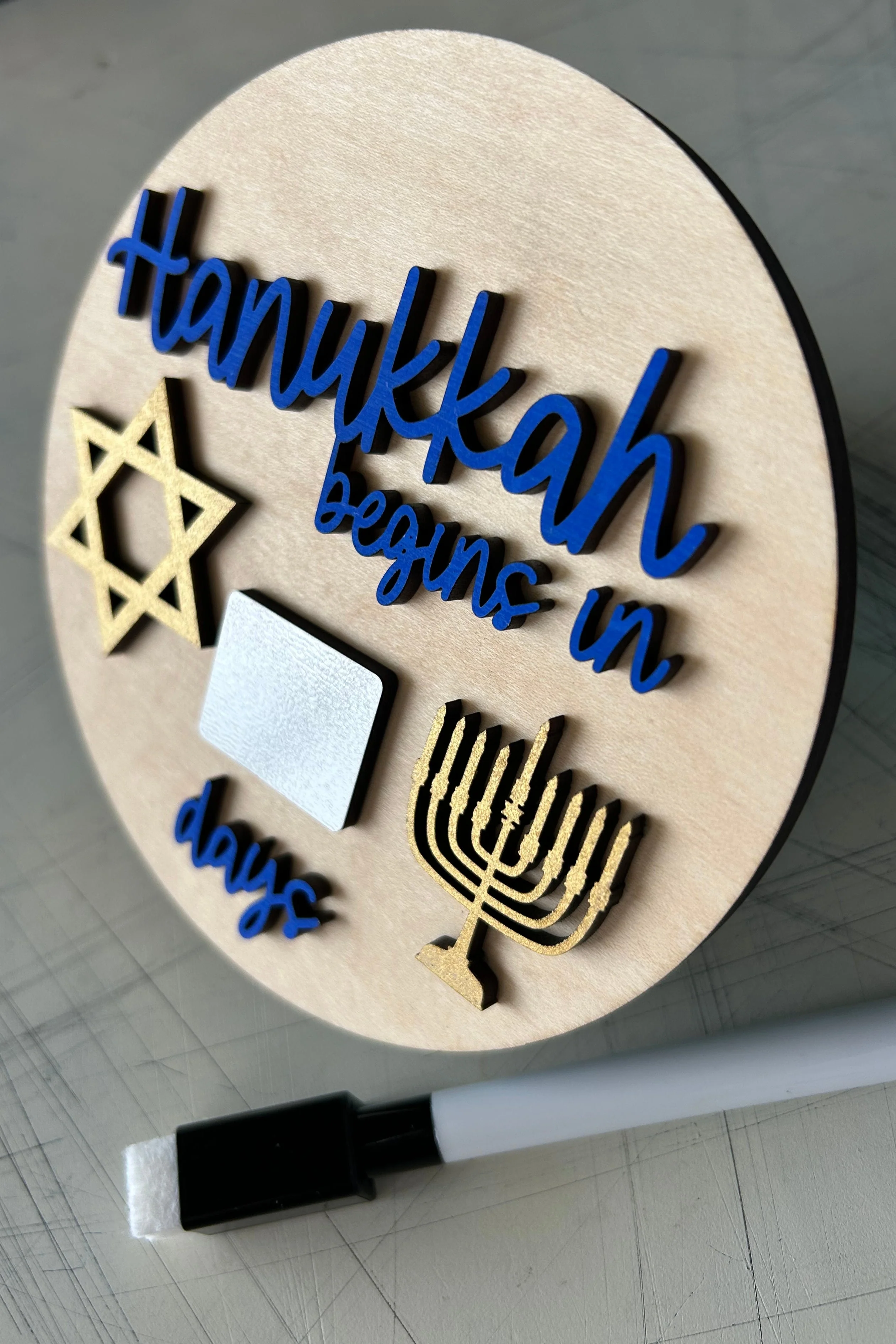 Hanukkah begins in … days - Hanukkah Countdown Sign with Dry Erase - Image 4