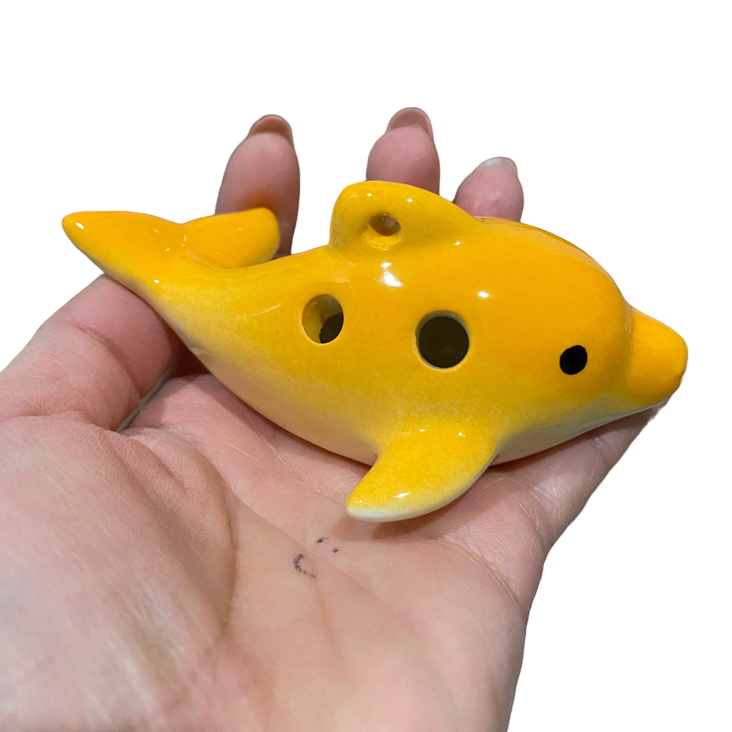 Happy Ceramic Dolphin Ocarina Orange - Image 4