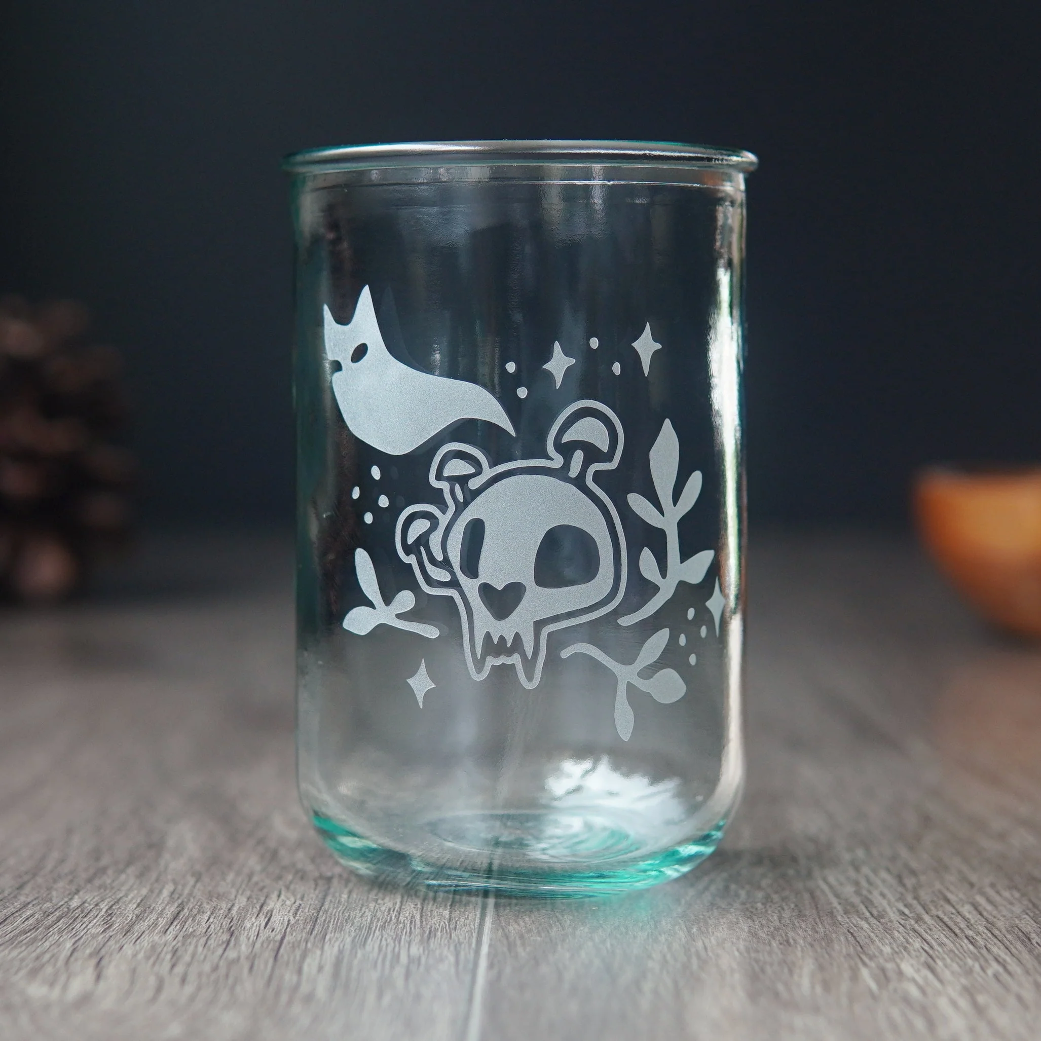 Haunted Skull Rustic Recycled Glass Candle Cup - Image 2