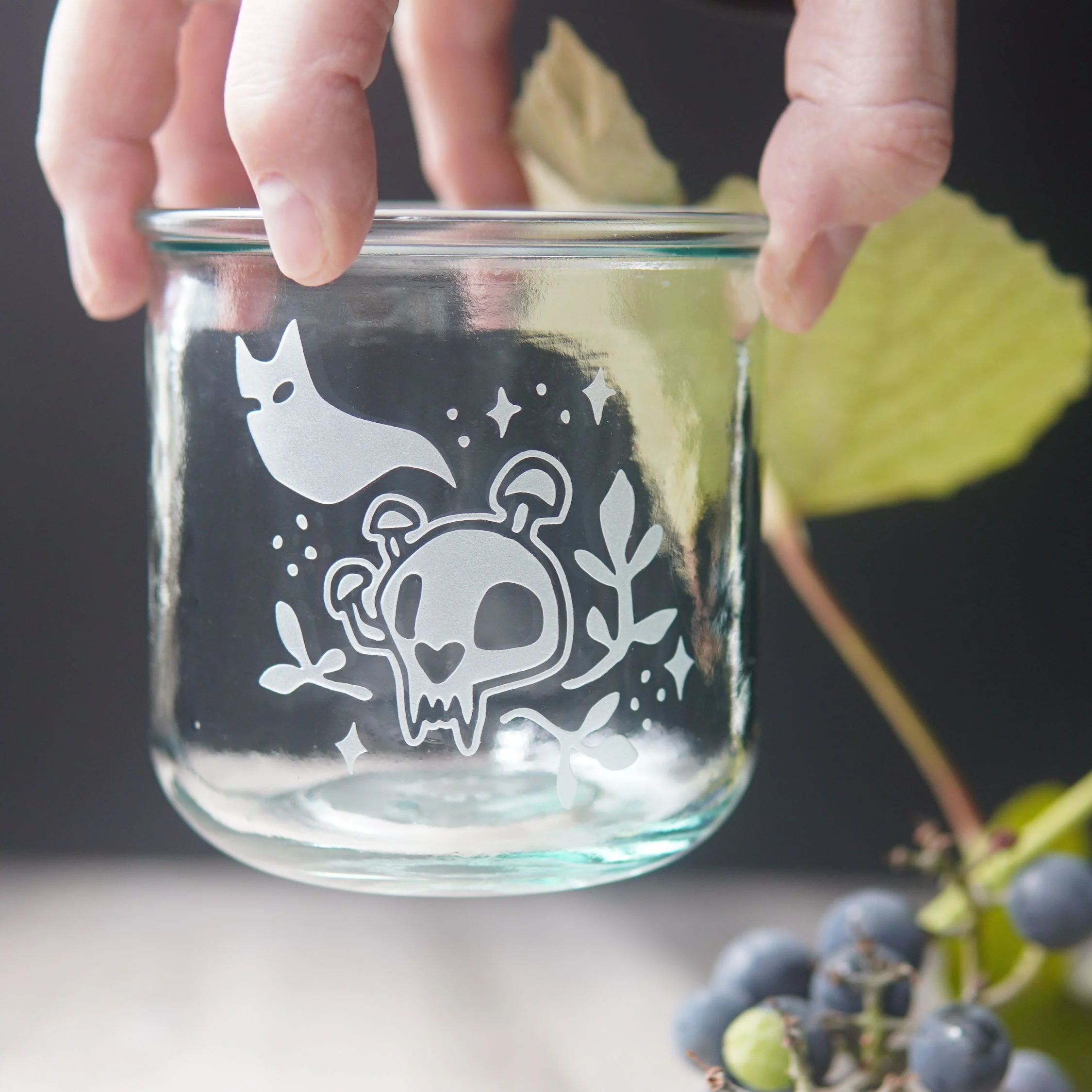 Haunted Skull Rustic Recycled Glass Candle Cup - Image 3