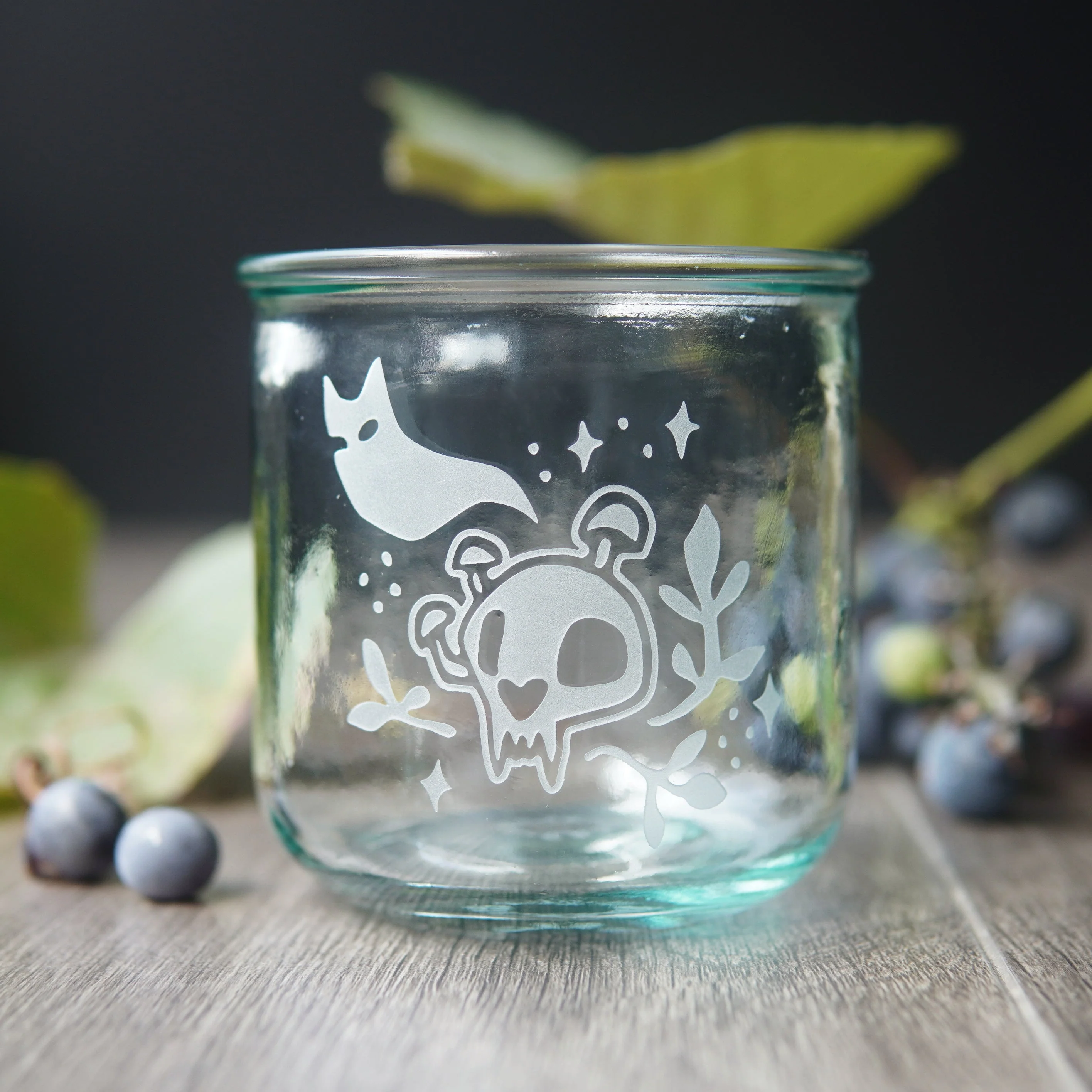 Haunted Skull Rustic Recycled Glass Candle Cup - Image 4