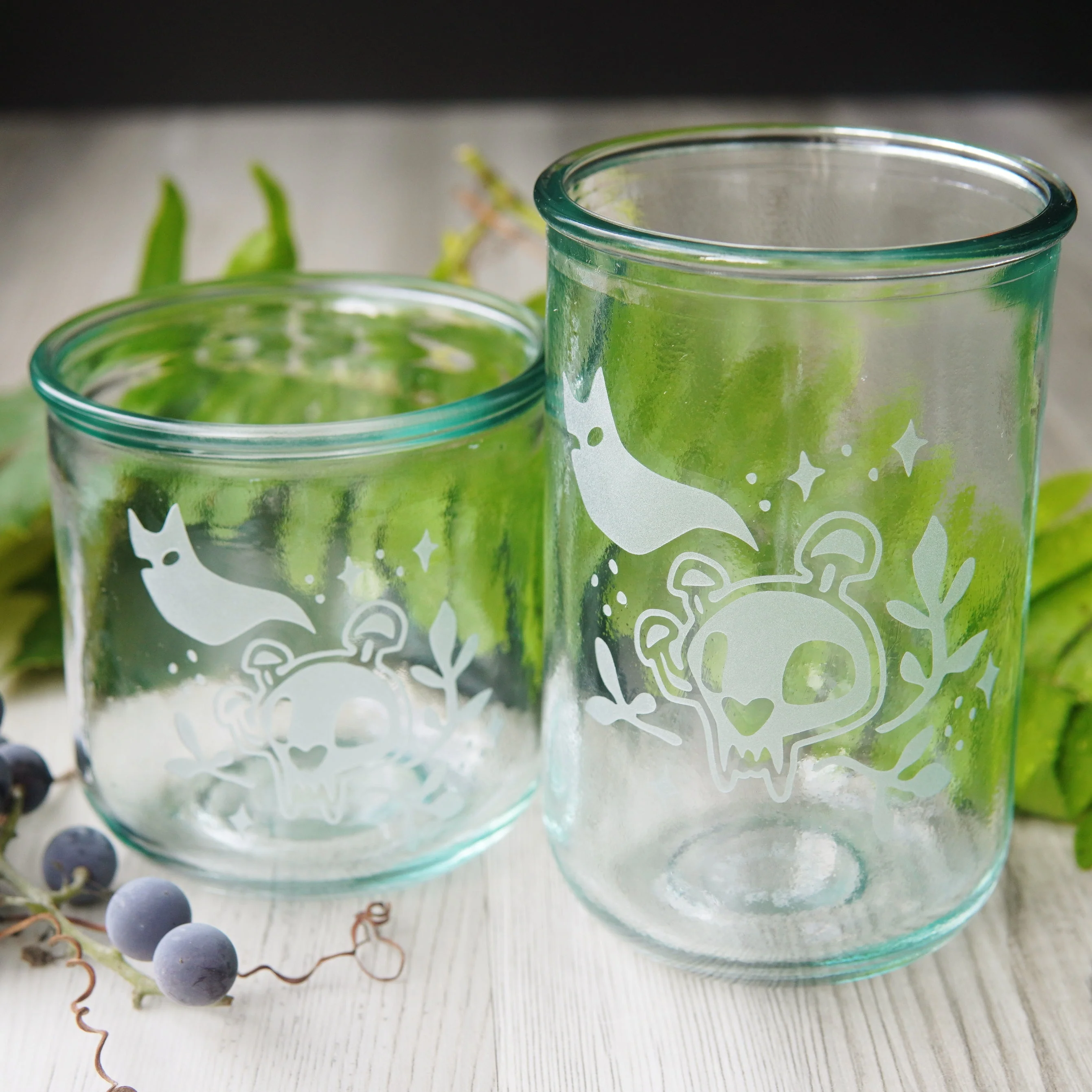 Haunted Skull Rustic Recycled Glass Candle Cup - Image 5