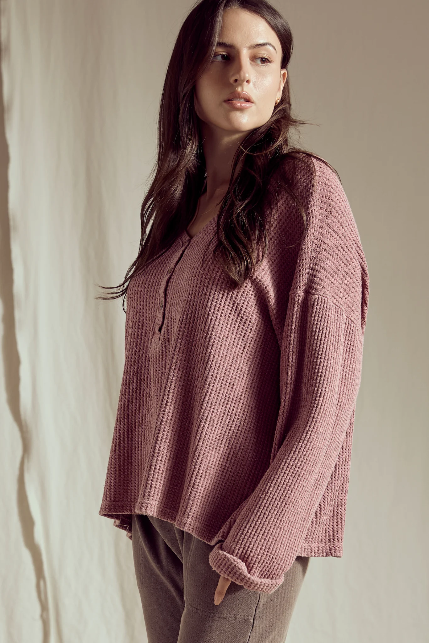 Henley Waffle Top - Image 2