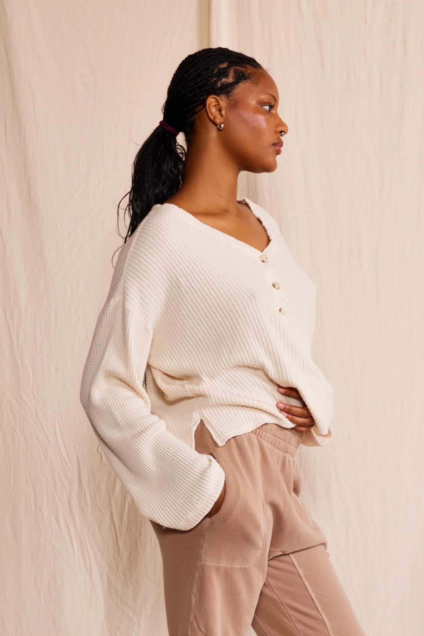 Henley Waffle Top - Image 9