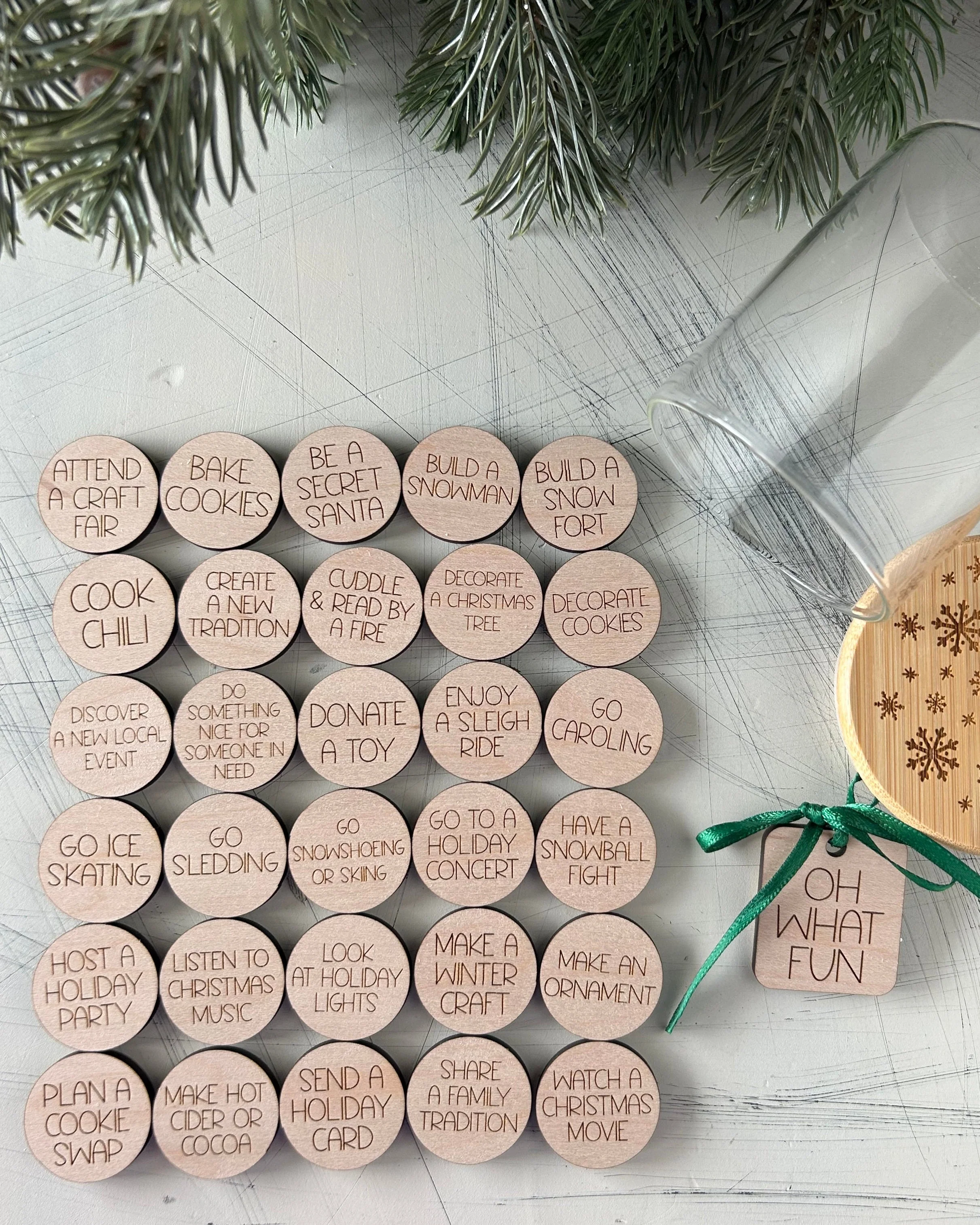 Holiday family fun - winter activity token jar - 30 wood tokens - Image 3
