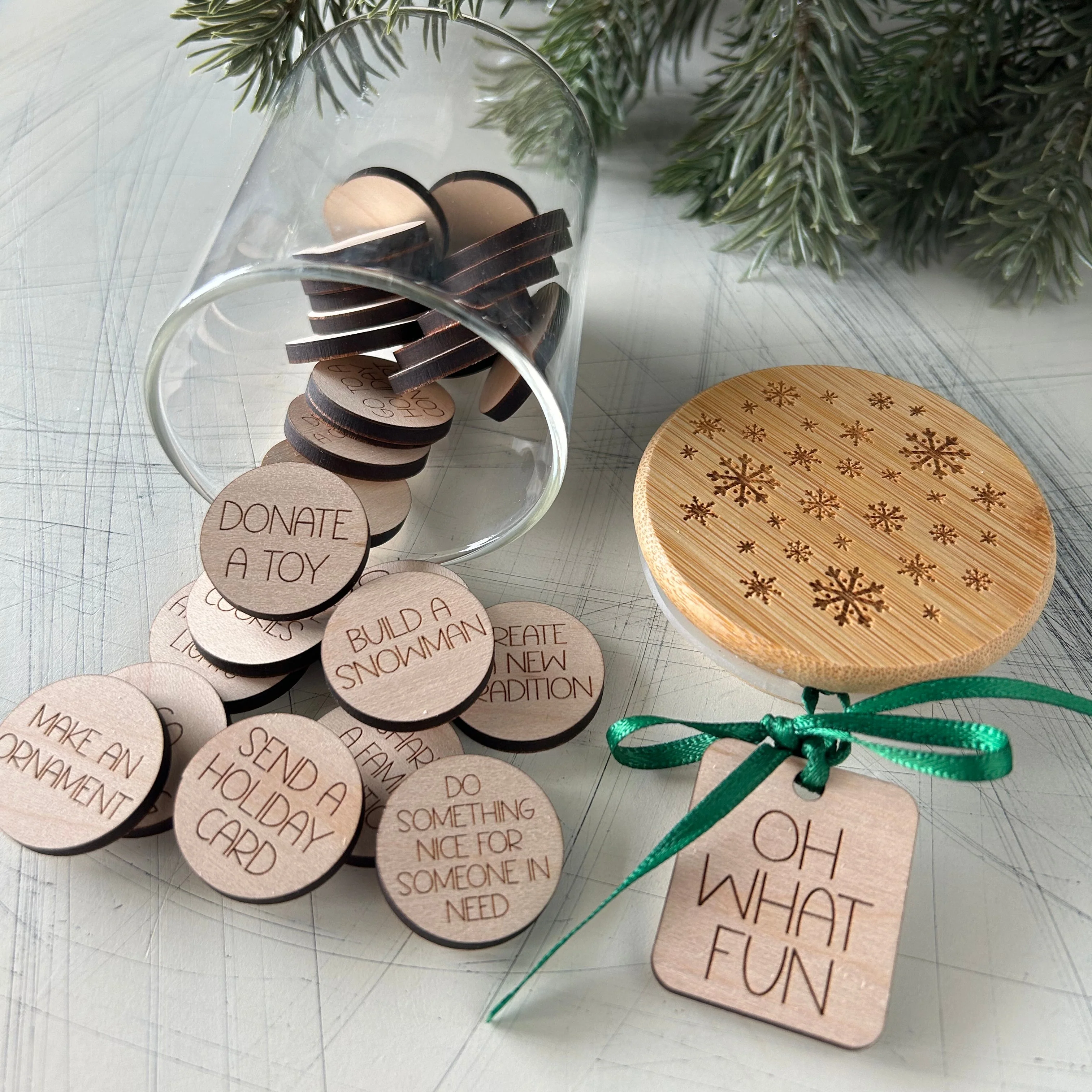 Holiday family fun - winter activity token jar - 30 wood tokens - Image 5