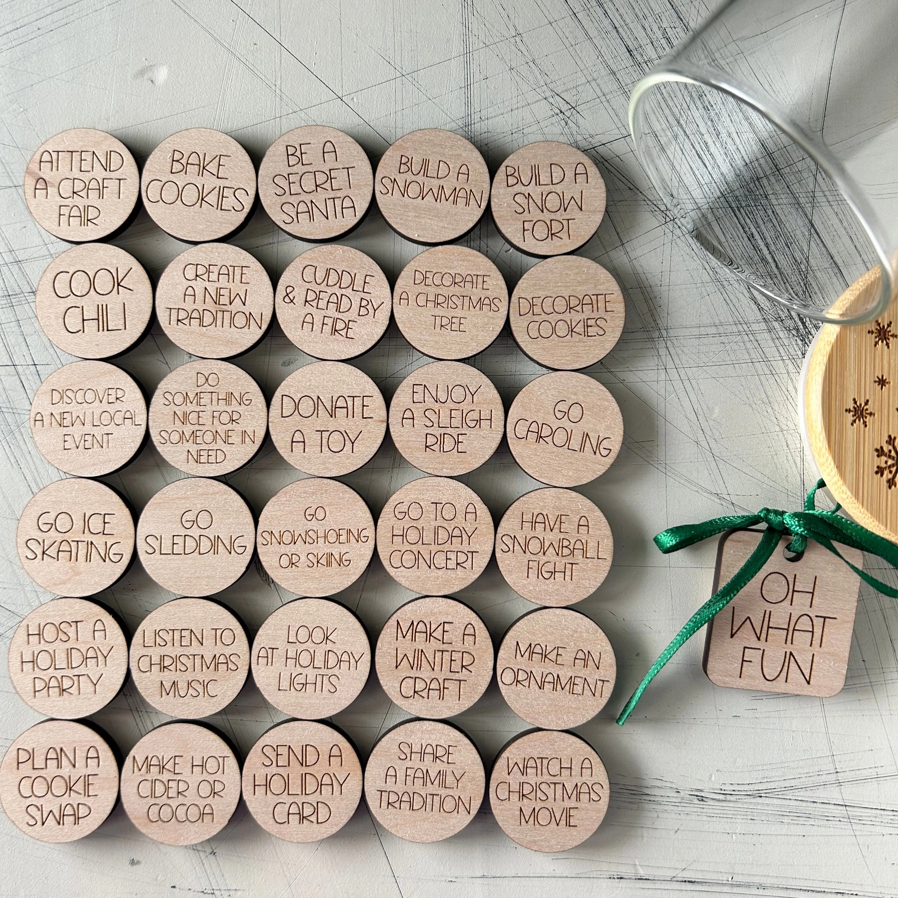 Holiday family fun - winter activity token jar - 30 wood tokens - Image 7