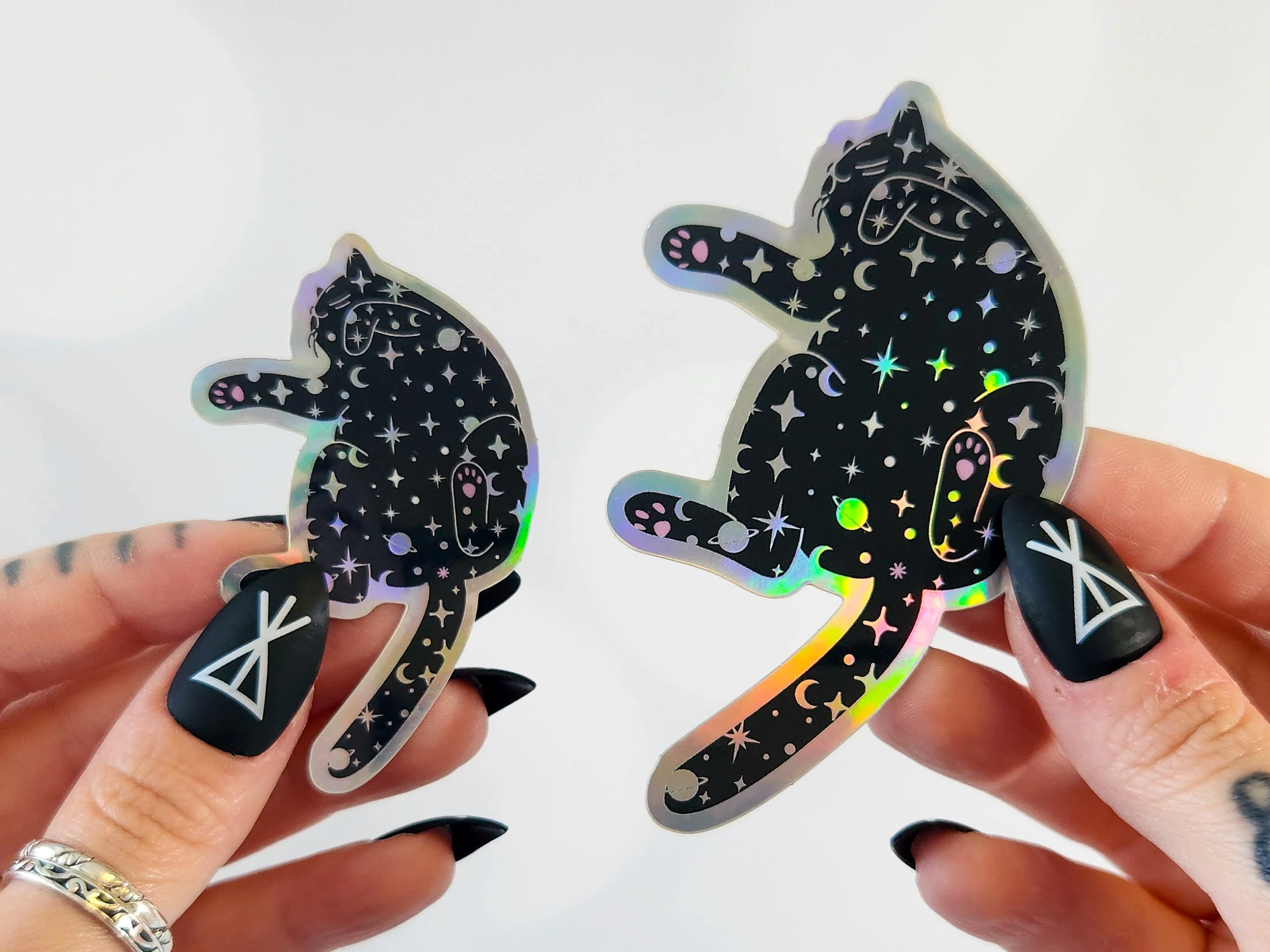 Holographic Outer Space Cat Sticker - Image 2