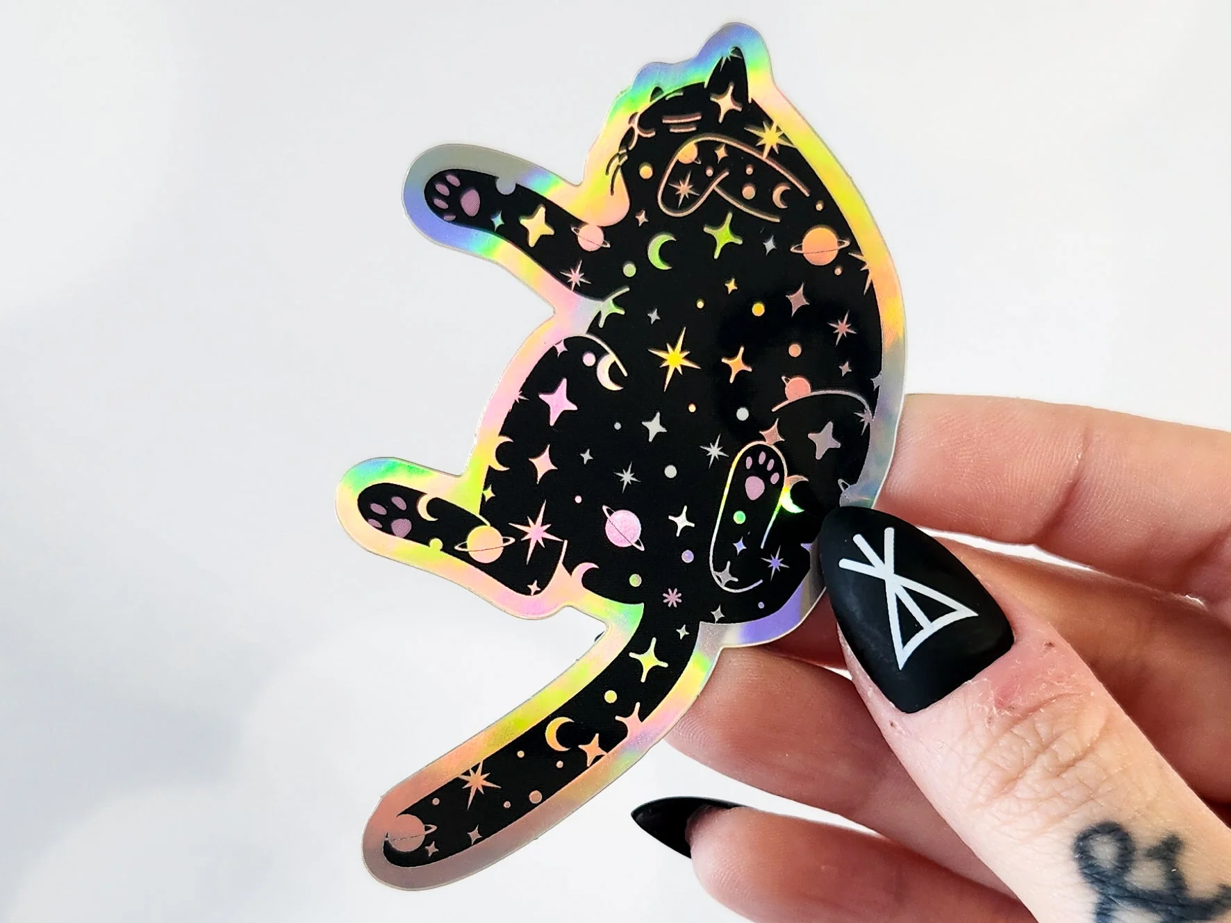 Holographic Outer Space Cat Sticker - Image 5