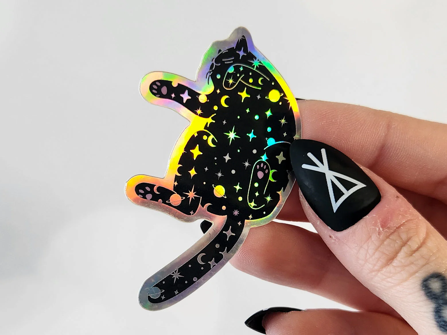 Holographic Outer Space Cat Sticker - Image 6