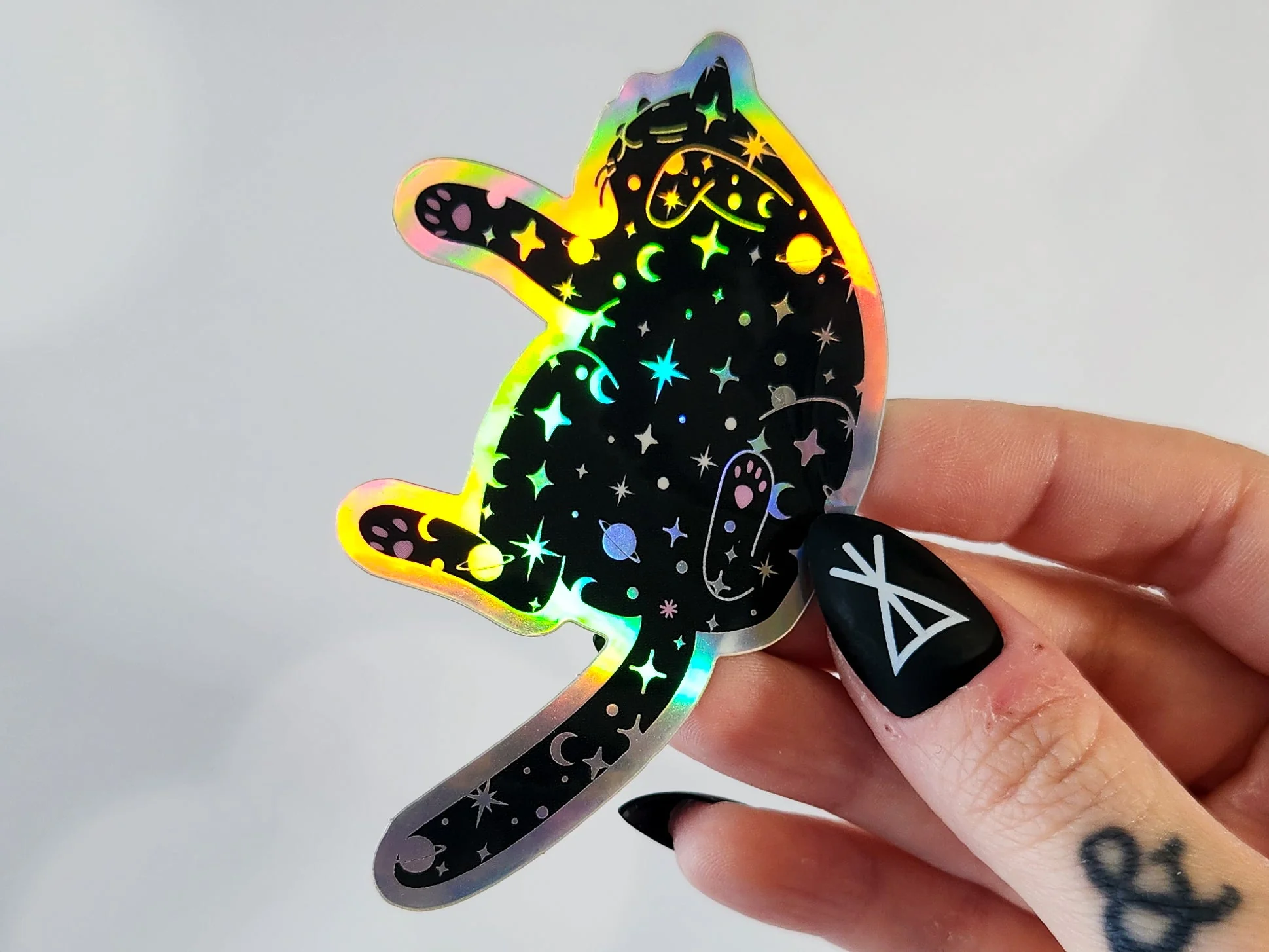 Holographic Outer Space Cat Sticker - Image 7
