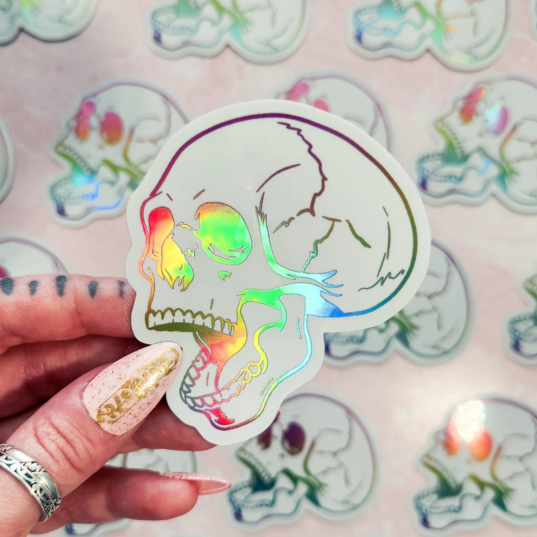 Holographic Rainbow Skull, 2.6 x 3 in. - Image 2
