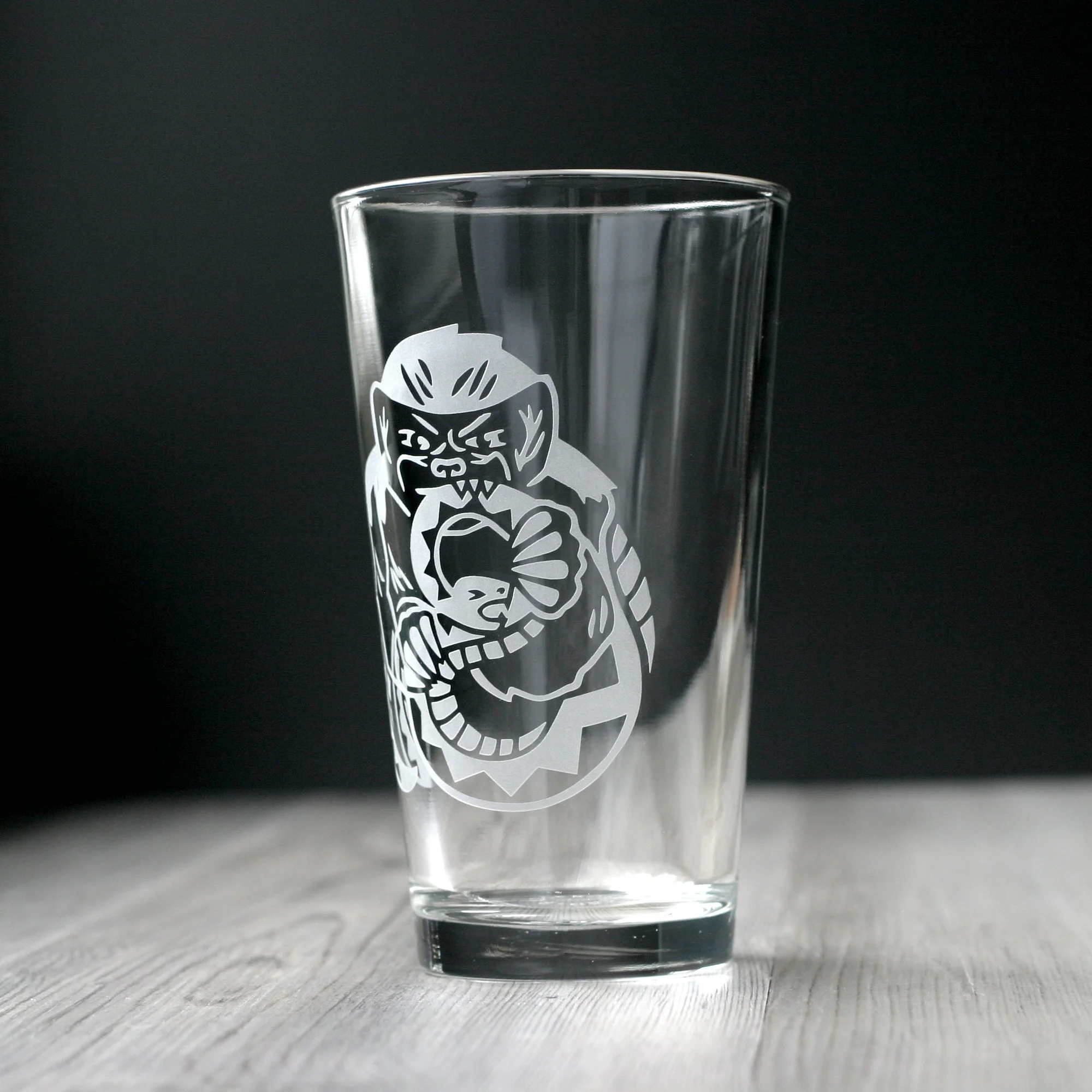 Honey Badger Pint Glass - etched glassware - Image 2