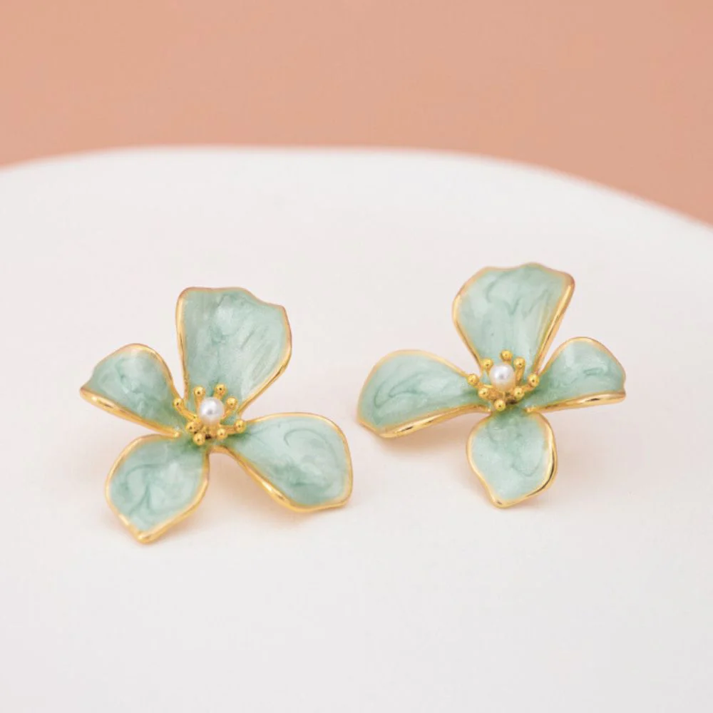 Hope in Bloom Flower Post Earrings - Mint - Image 4