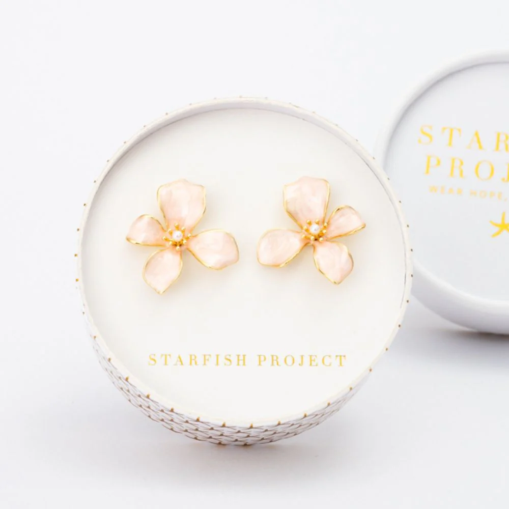 Hope in Bloom Flower Post Earrings - Misty Rose - Image 3