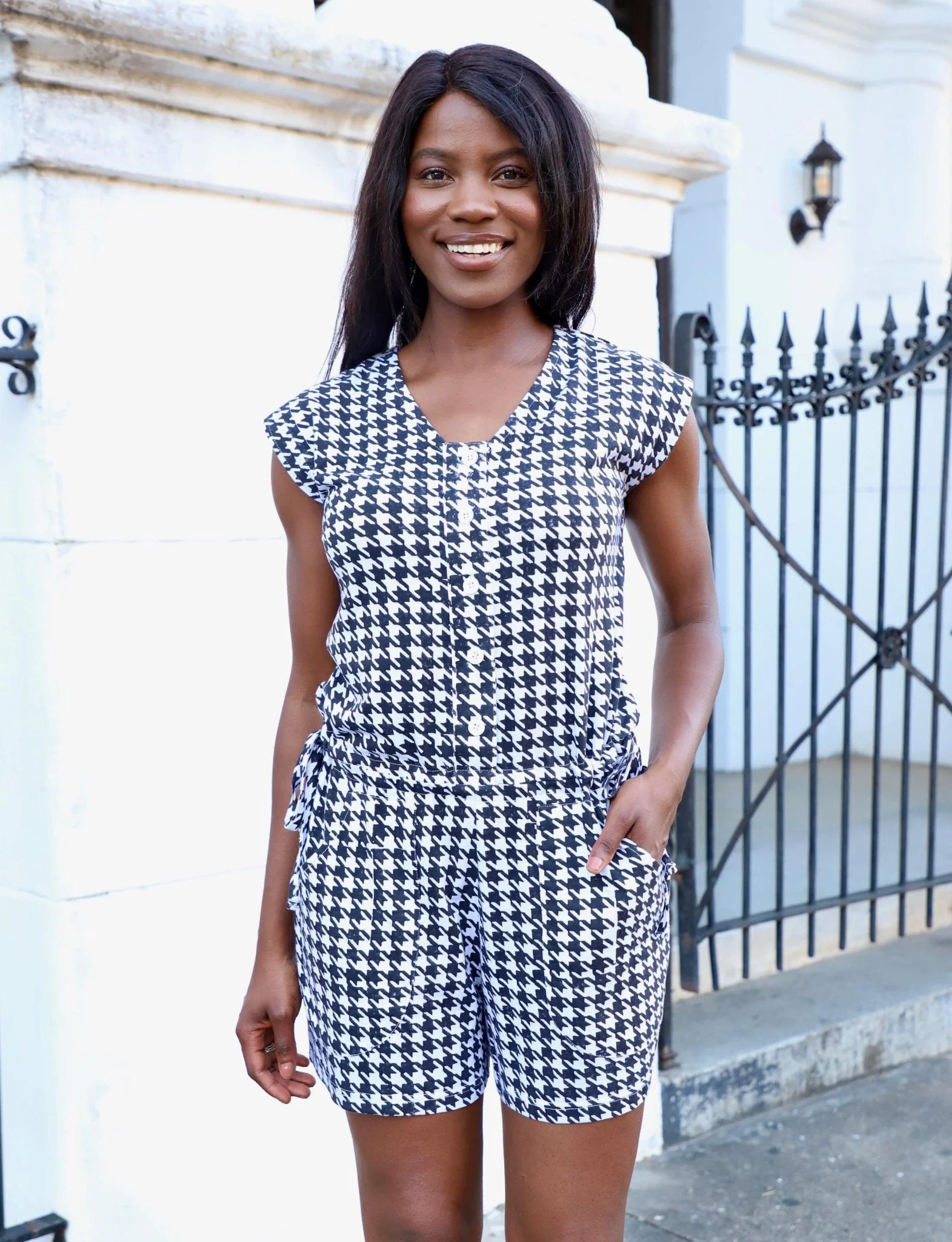 Houndstooth Honey Organic Jumpsuit - FINAL SALE - Image 3