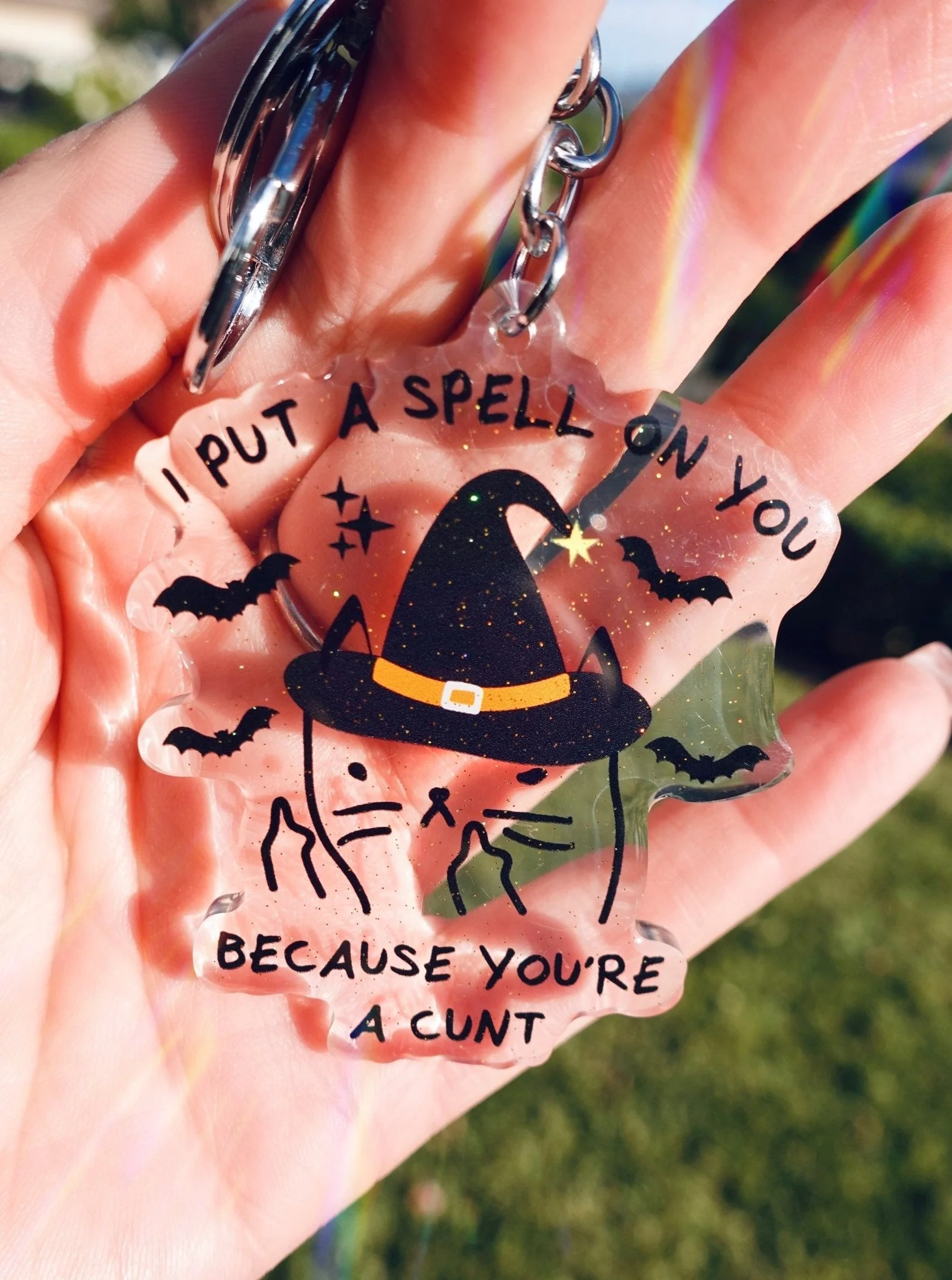 I Put A Spell On You Mean Kitty Acrylic Keychain - Image 2