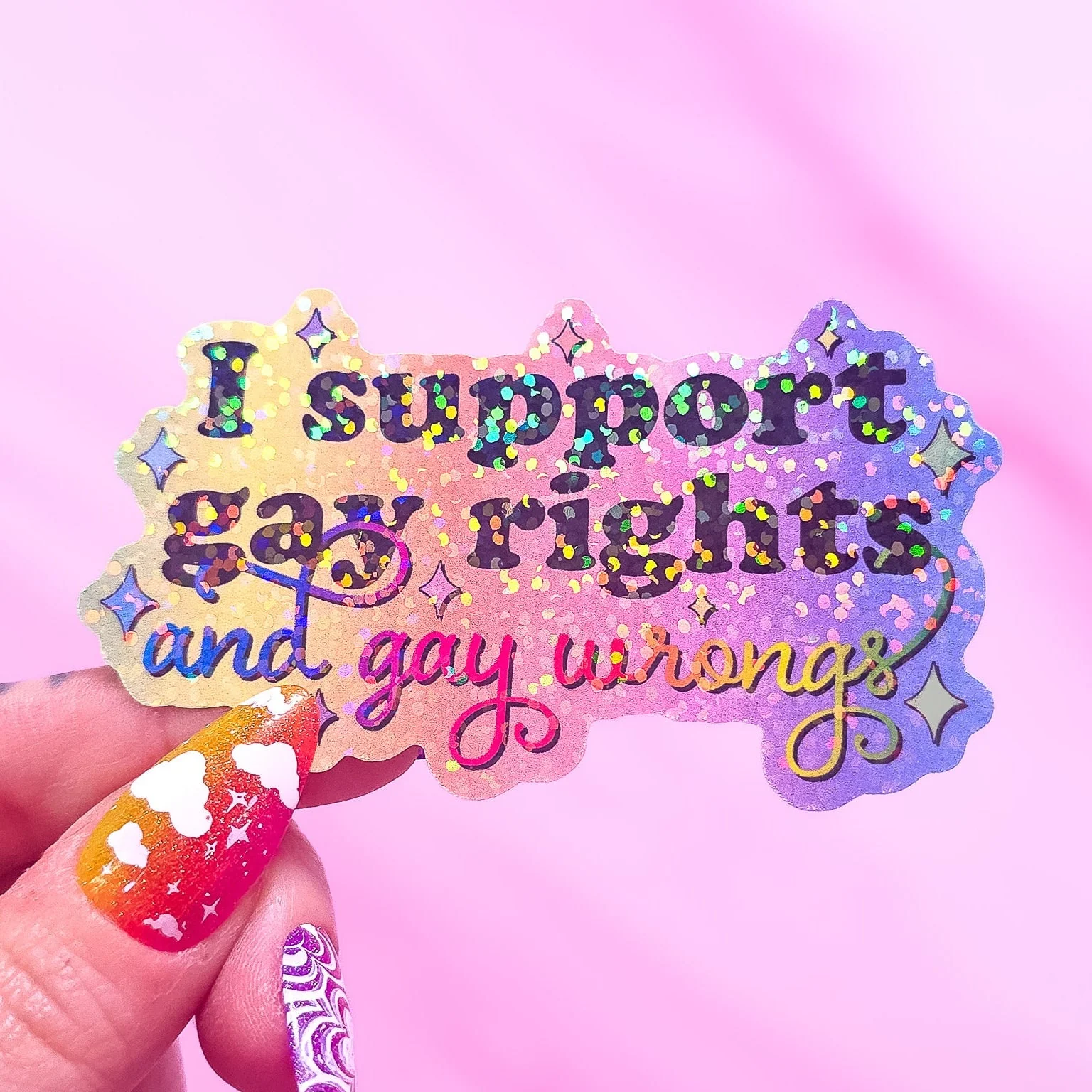I Support Gay Rights, And Gay Wrongs Sticker, 3.2 x 1.9 in. - Image 2