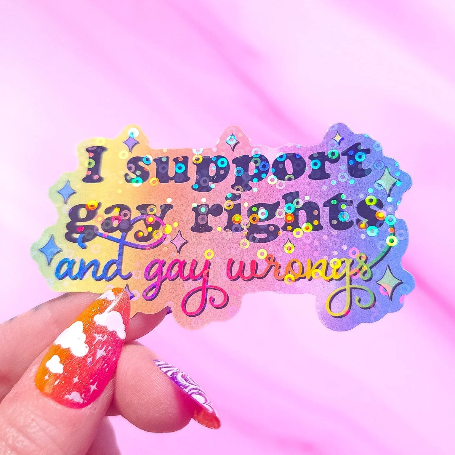 I Support Gay Rights, And Gay Wrongs Sticker, 3.2 x 1.9 in. - Image 3
