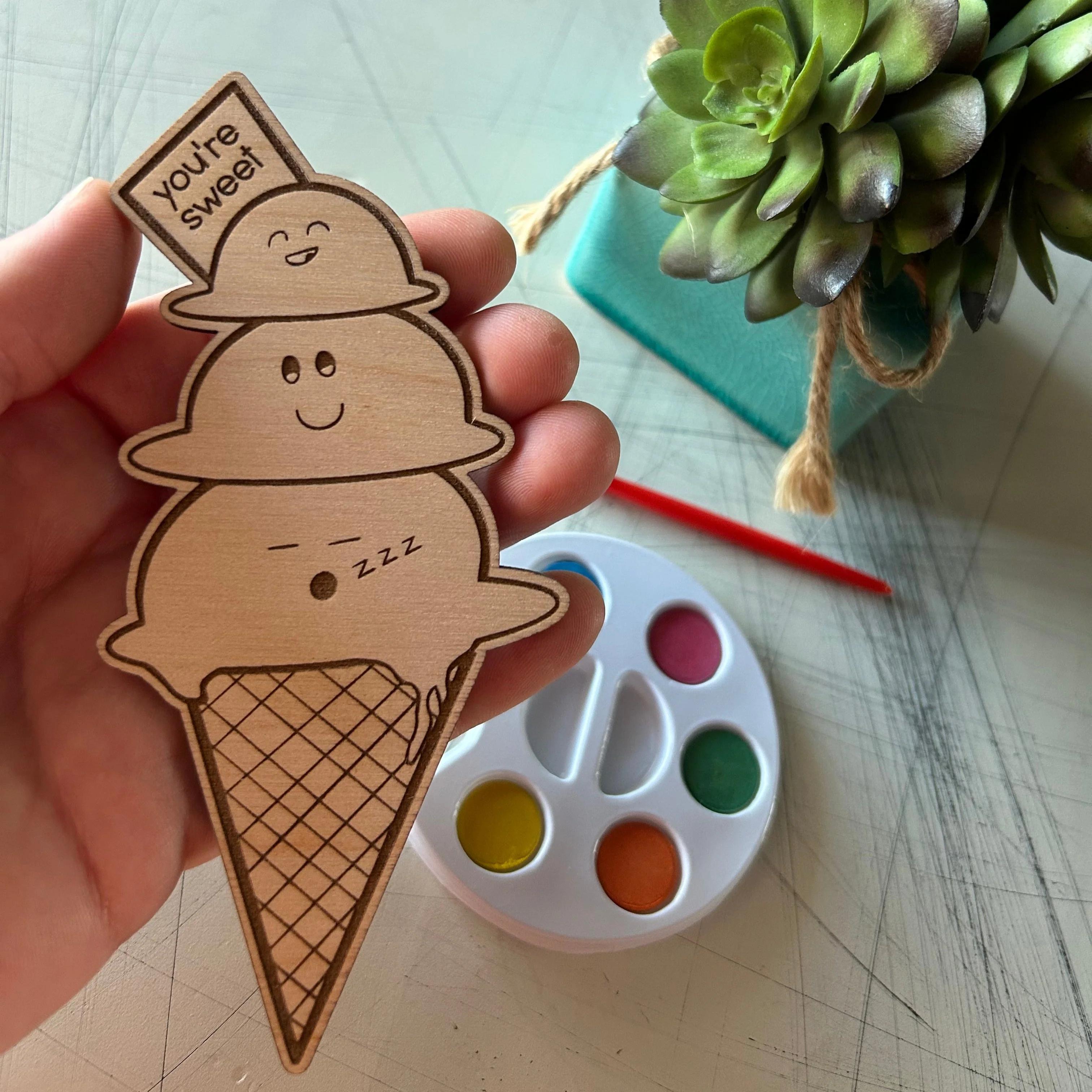 Ice Cream Cone Watercolor Craft Kit - Image 4