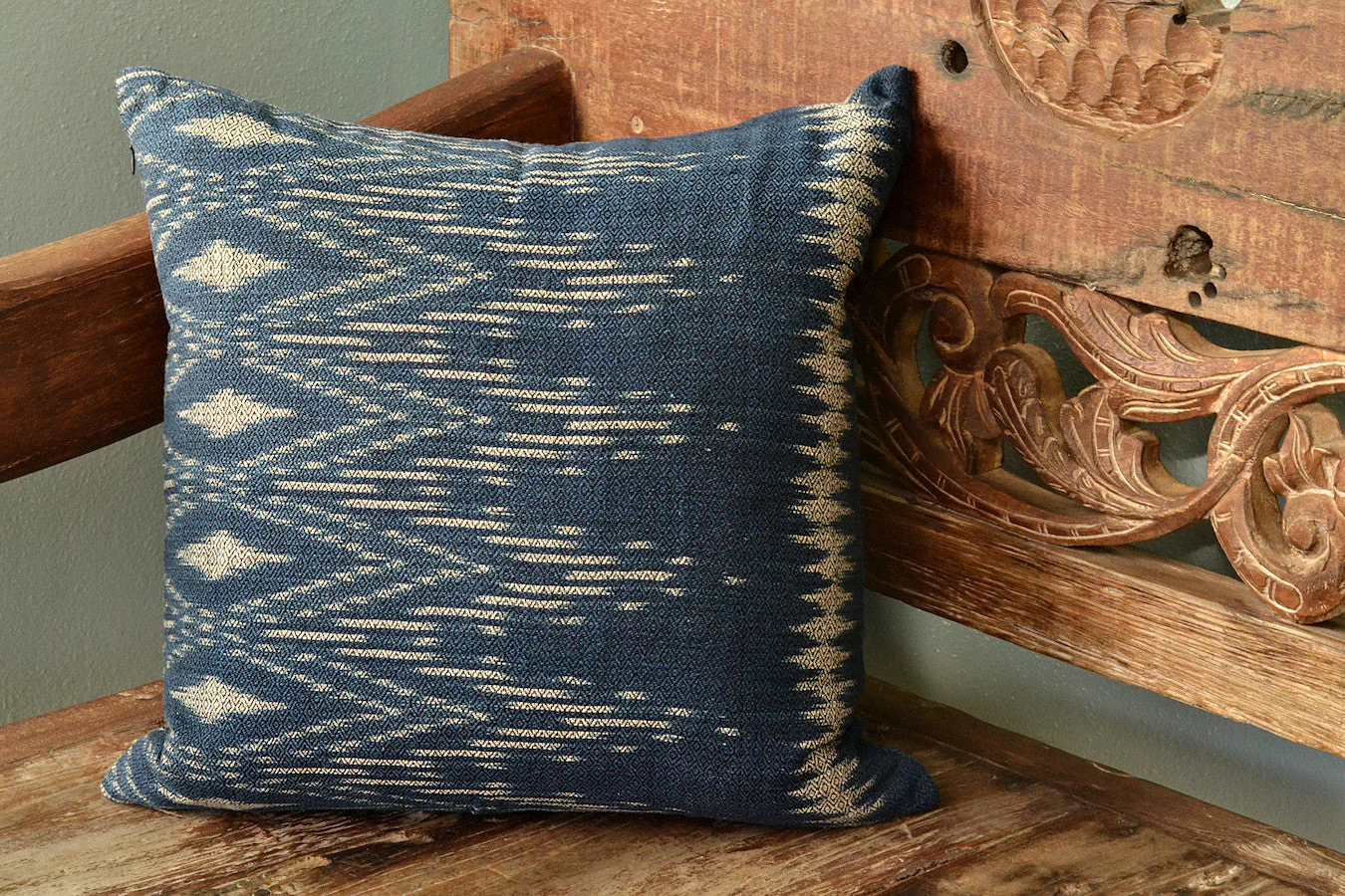 Indigo Ikat Pillow Cover - Image 3