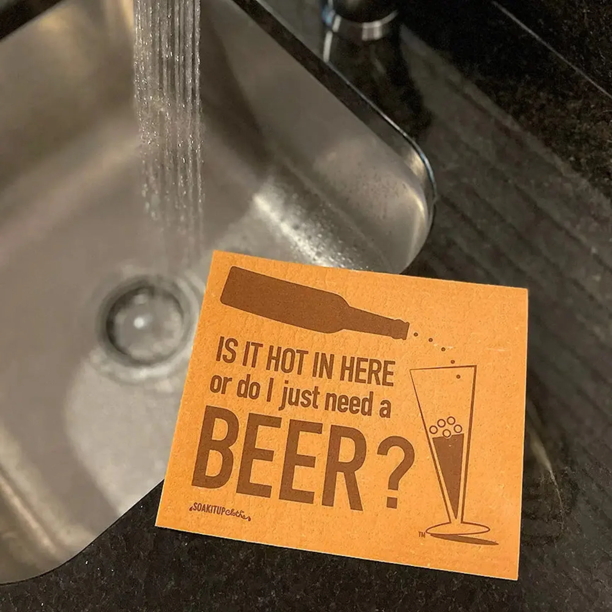 Is it hot in here or do I just need a BEER? | Eco-friendly Swedish Dishcloth- Soak iT Up - Image 3