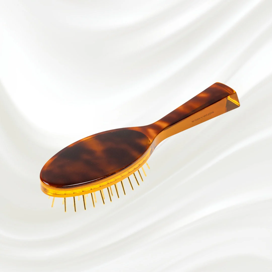 Jaspè Pneumatic Detangling Hair Brush - Gold Plated Metal Pins for Thick & Curly Hair - Image 11