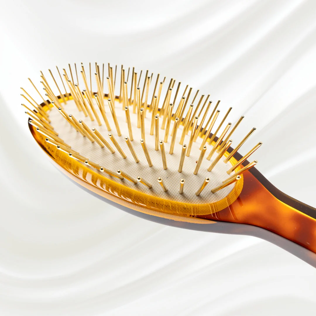 Jaspè Pneumatic Detangling Hair Brush - Gold Plated Metal Pins for Thick & Curly Hair - Image 2