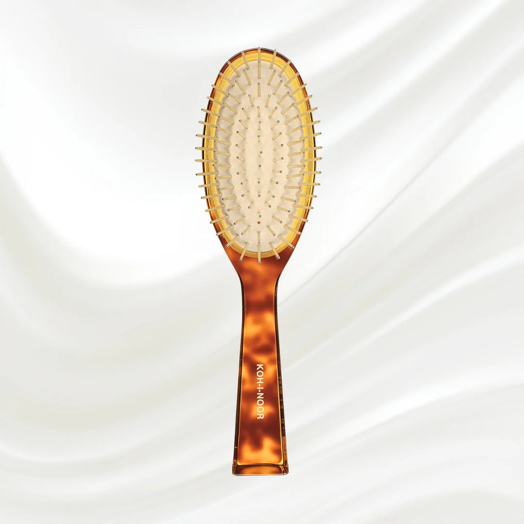Jaspè Pneumatic Detangling Hair Brush - Gold Plated Metal Pins for Thick & Curly Hair - Image 3