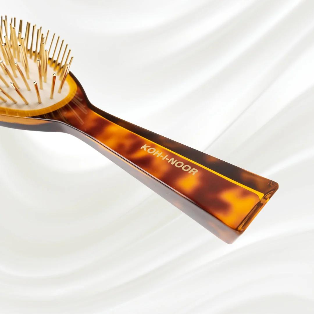 Jaspè Pneumatic Detangling Hair Brush - Gold Plated Metal Pins for Thick & Curly Hair - Image 5