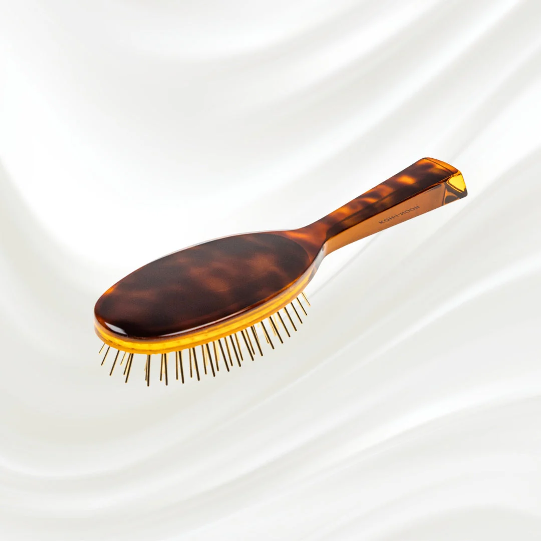 Jaspè Pneumatic Detangling Hair Brush - Gold Plated Metal Pins for Thick & Curly Hair - Image 6