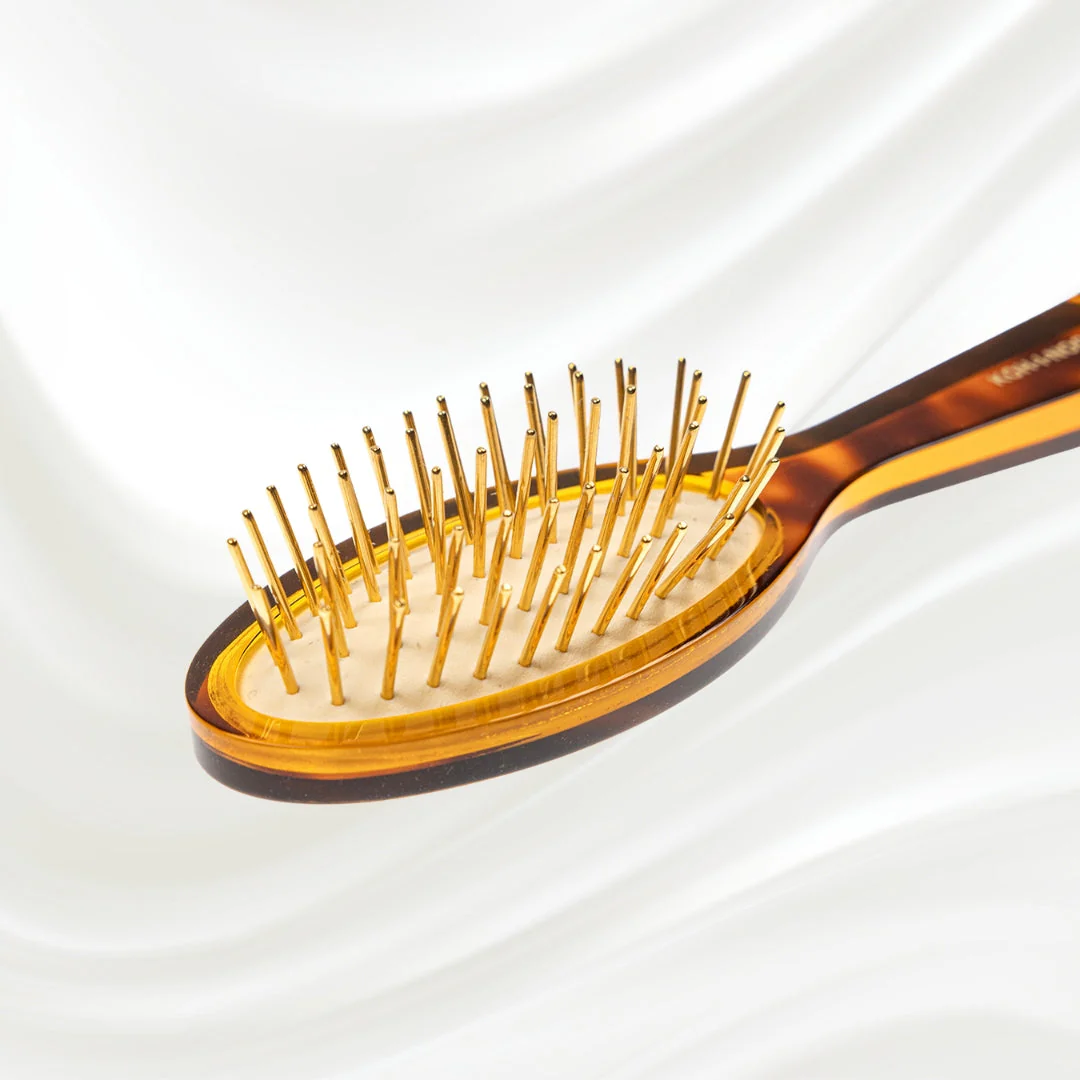 Jaspè Pneumatic Detangling Hair Brush - Gold Plated Metal Pins for Thick & Curly Hair - Image 9