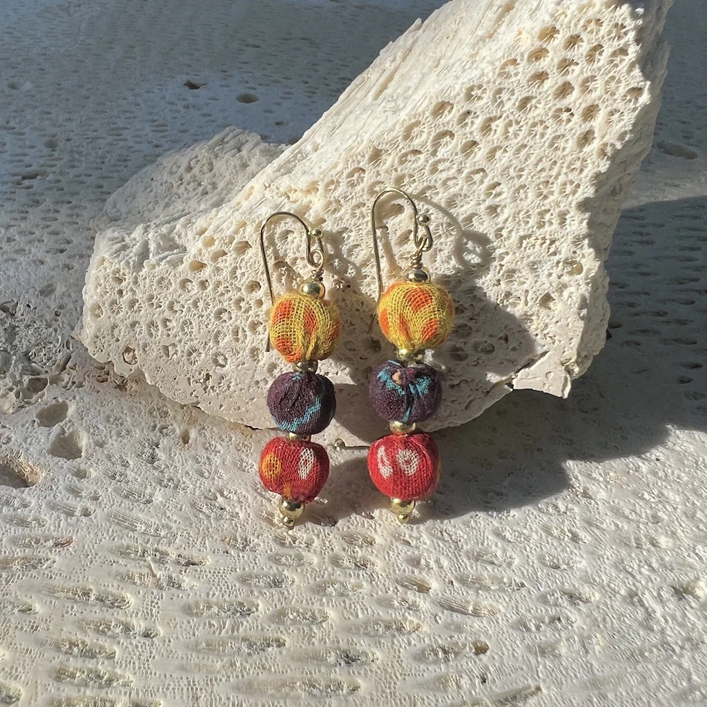 Kantha Sari Earrings - Image 2
