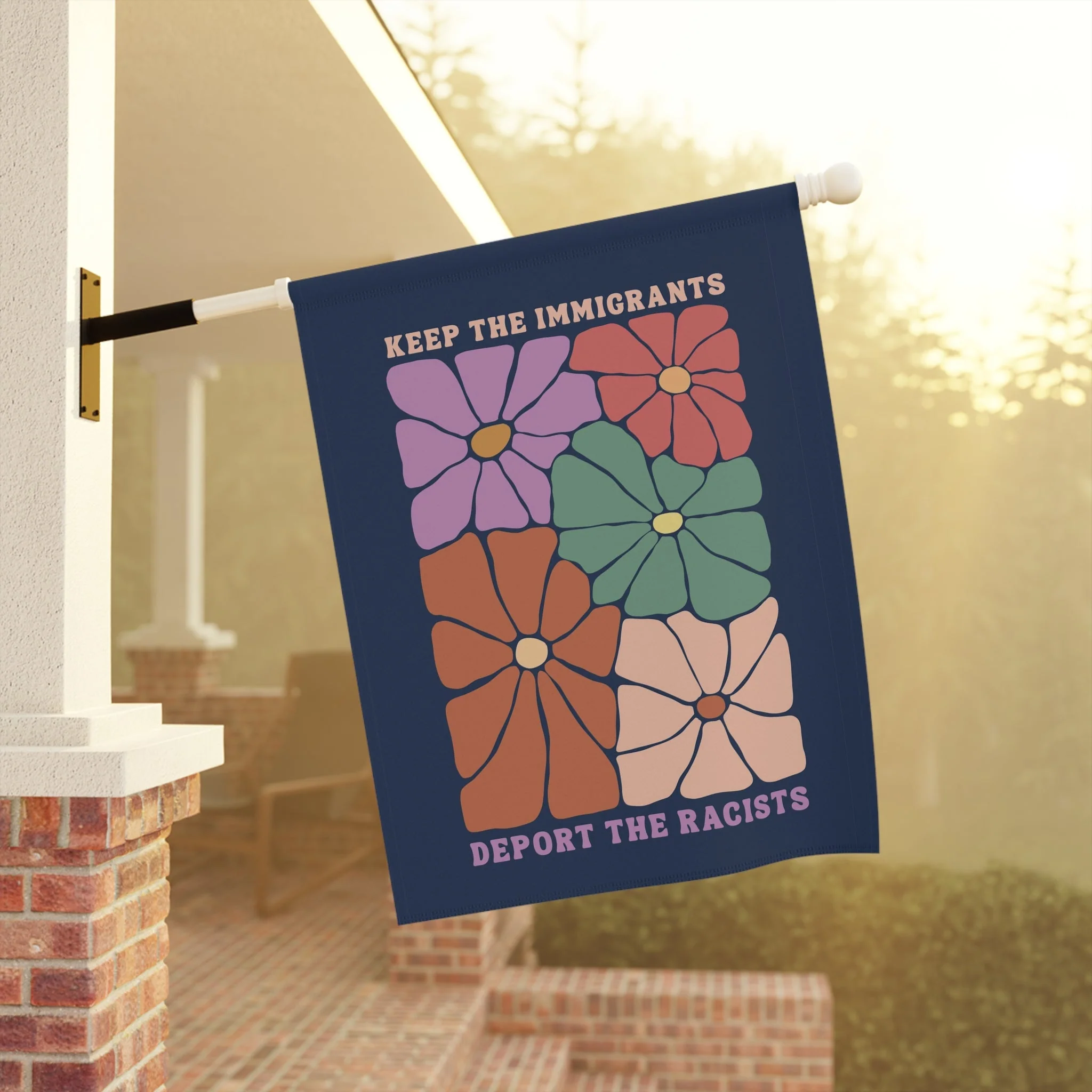 Keep the Immigrants Deport the Racists Floral Flag - Image 2