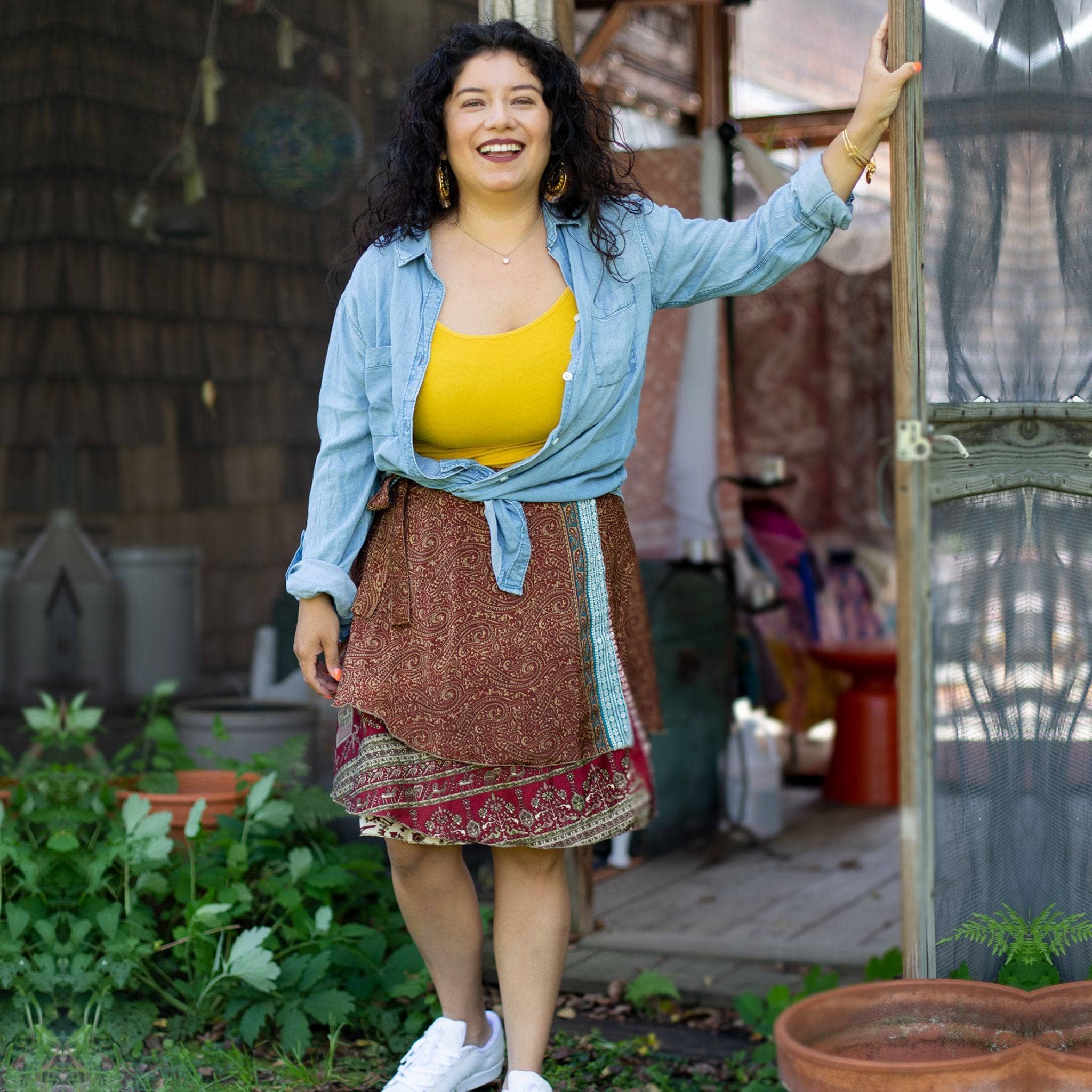 Knee-Length: "Mini" Sari Wrap Skirts - Image 16