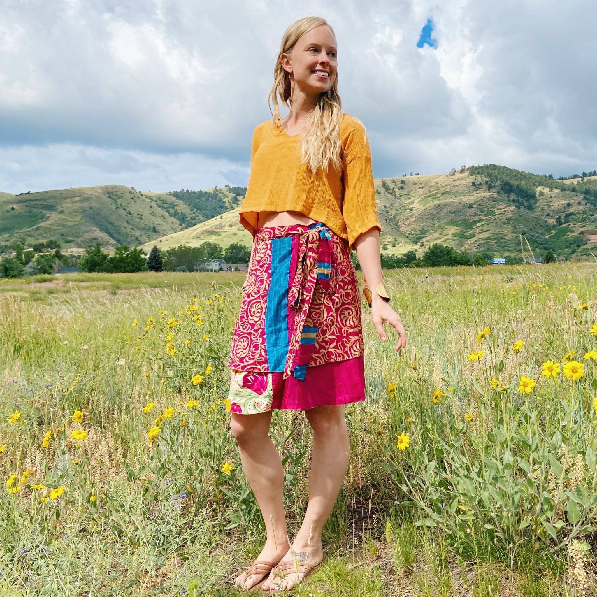 Knee-Length: "Mini" Sari Wrap Skirts - Image 32