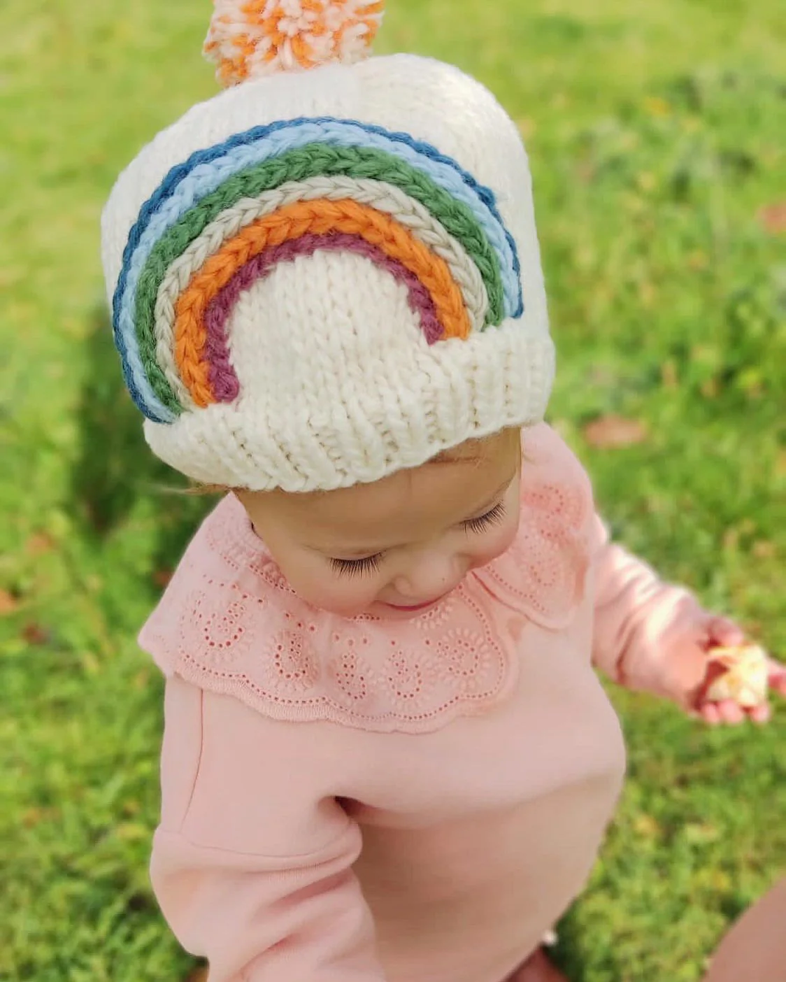 Knit Rainbow Baby Beanie - Merino Wool - Image 2