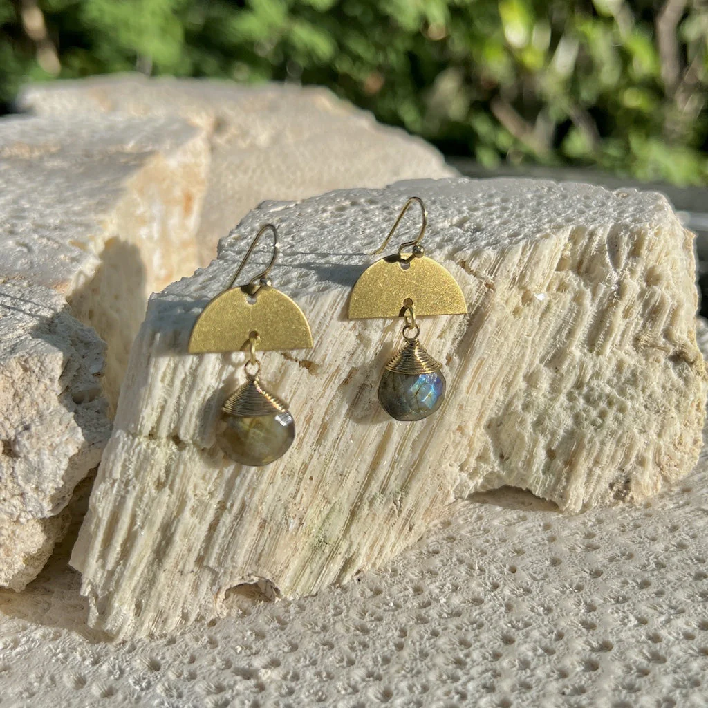 Labradorite Moon Earrings - Image 2