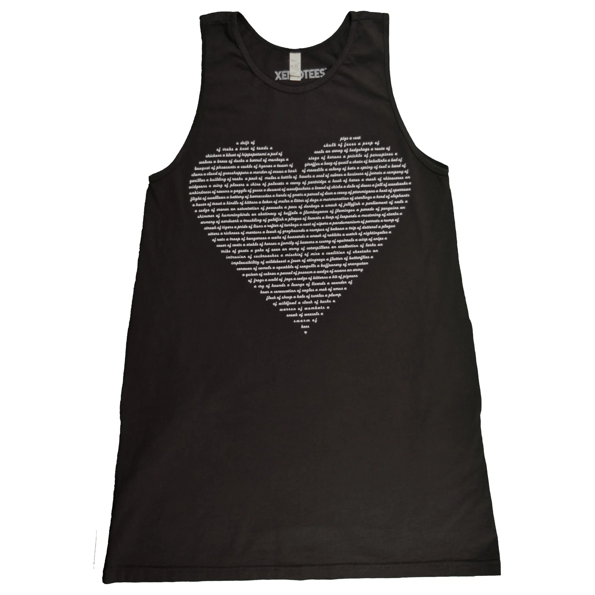 Ladies Animal Lover Tank T-shirt Dress With Pockets - Black